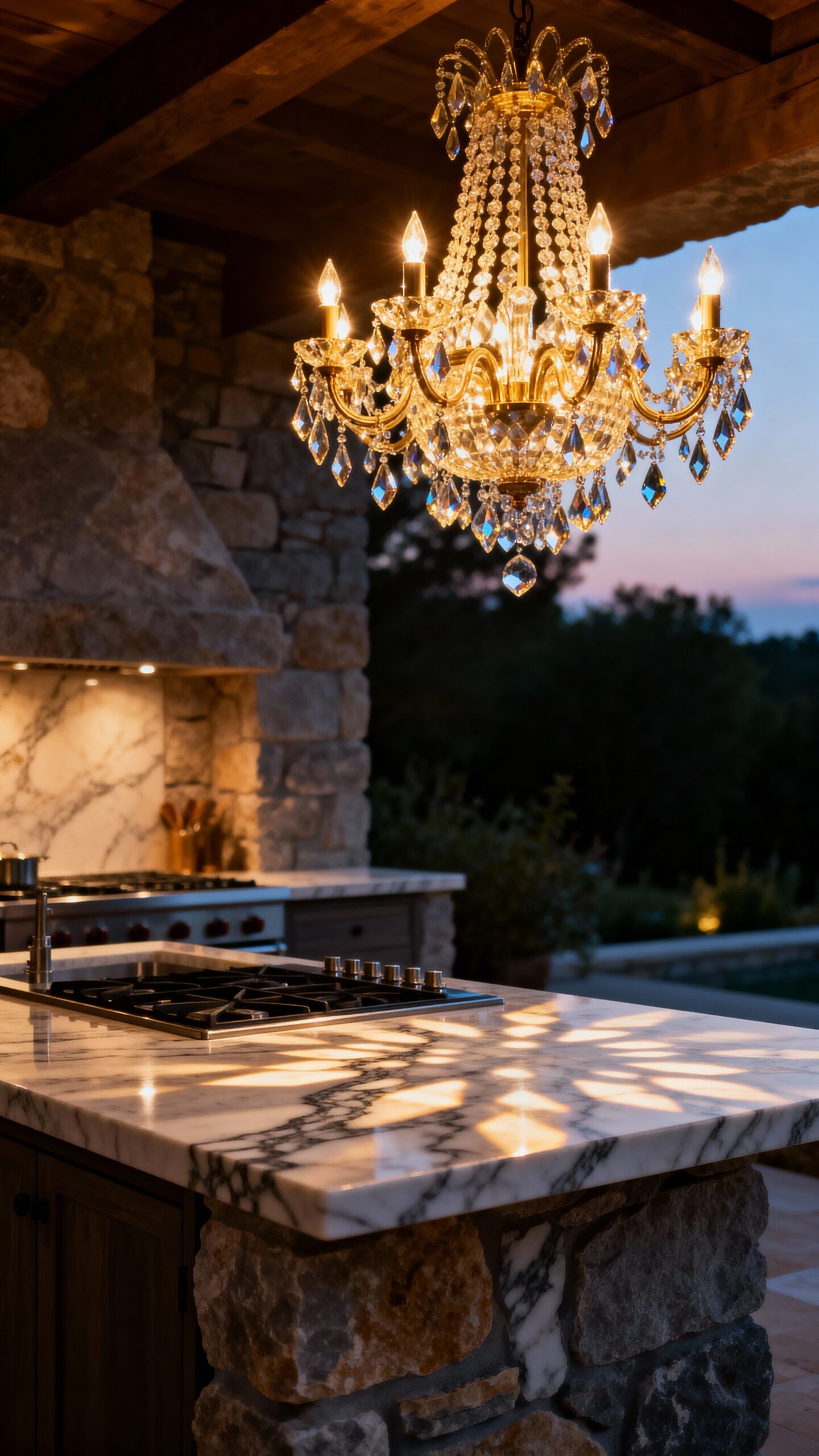 elegant outdoor dining chandelier lighting