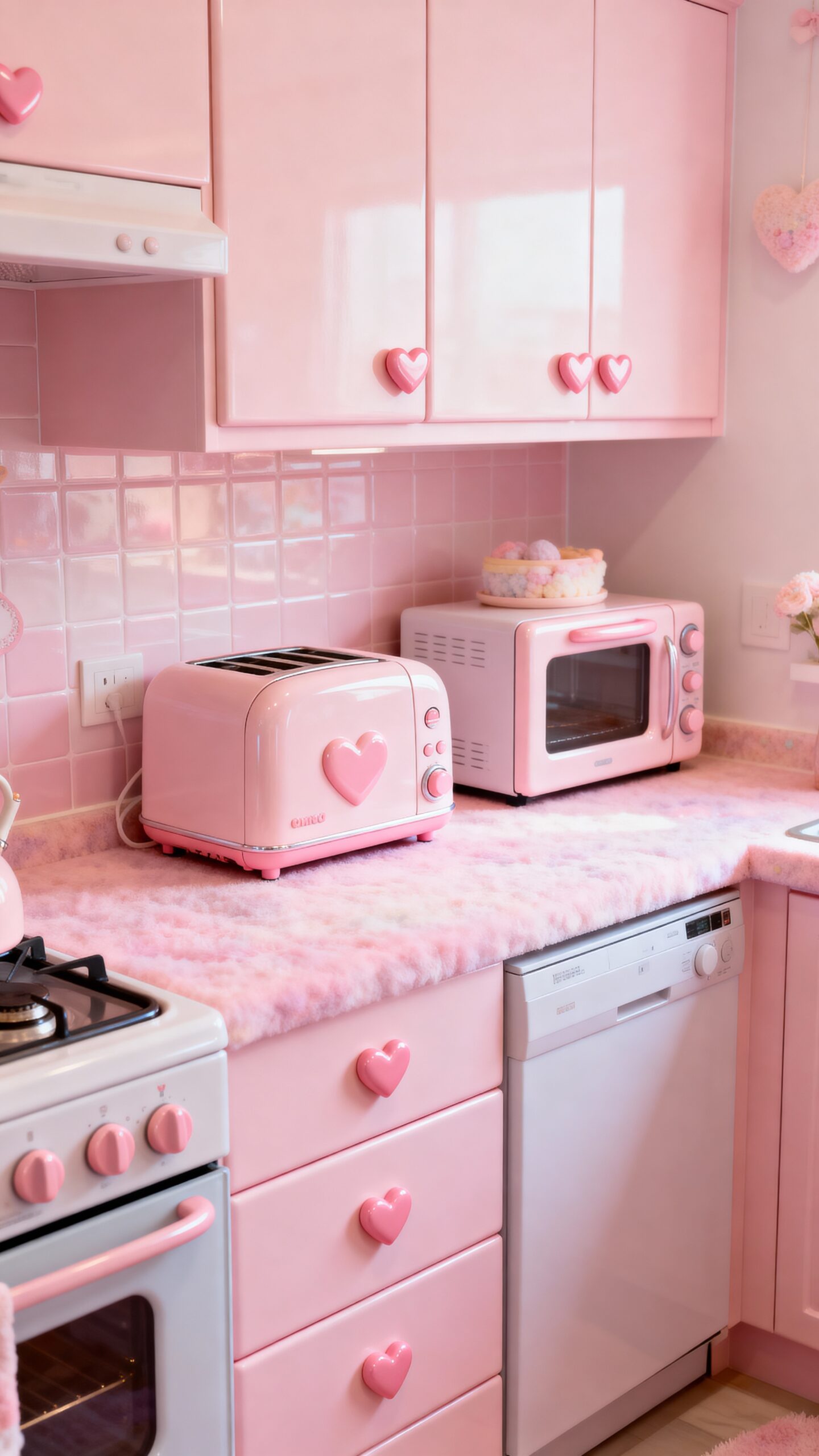 enchanting pastel pink kawaii kitchen decor