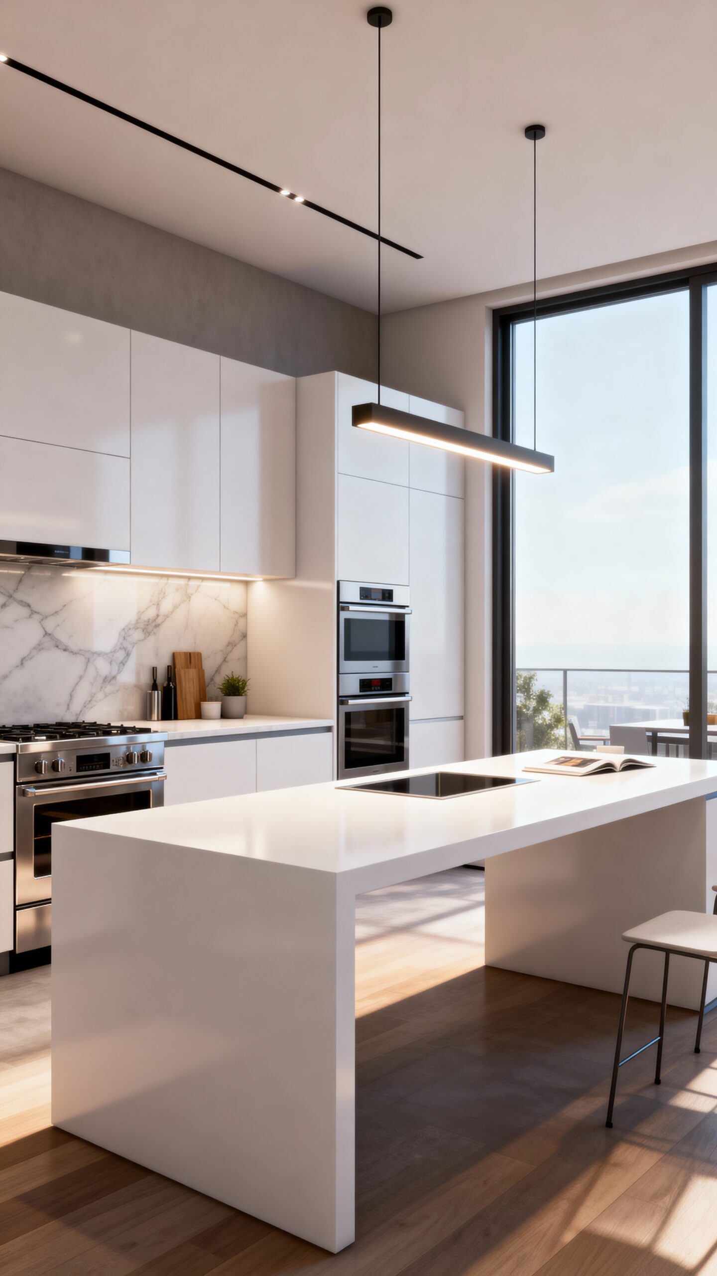 expanded kitchen counter workspace and seating