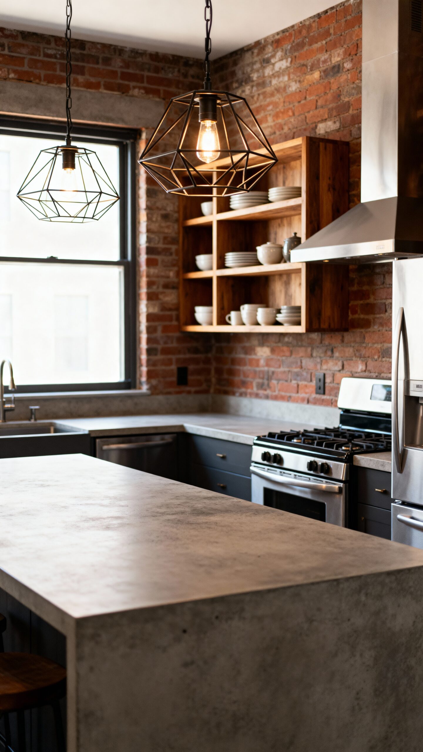exposed industrial kitchen with raw sophistication