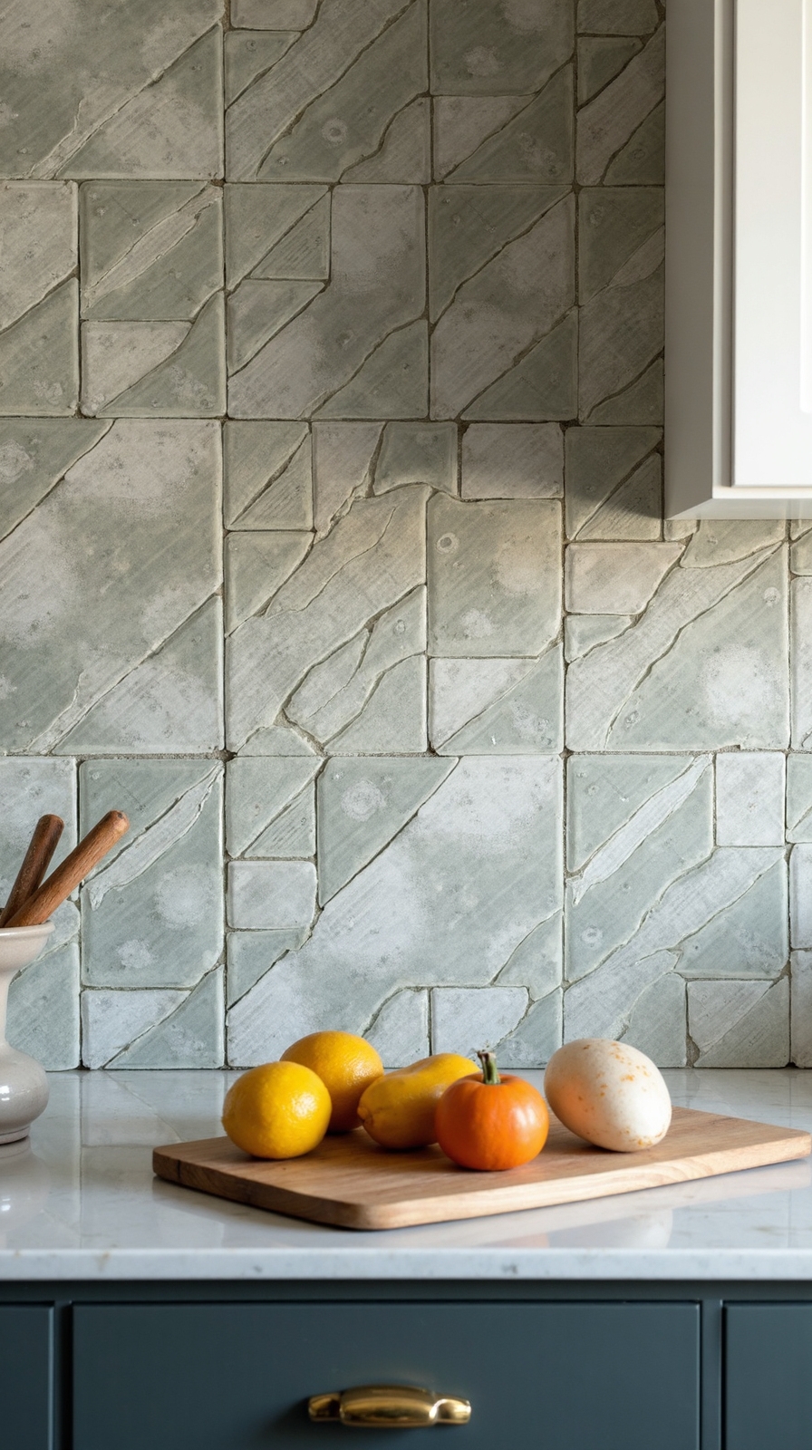 fabric backed glass tiles create unique patterns