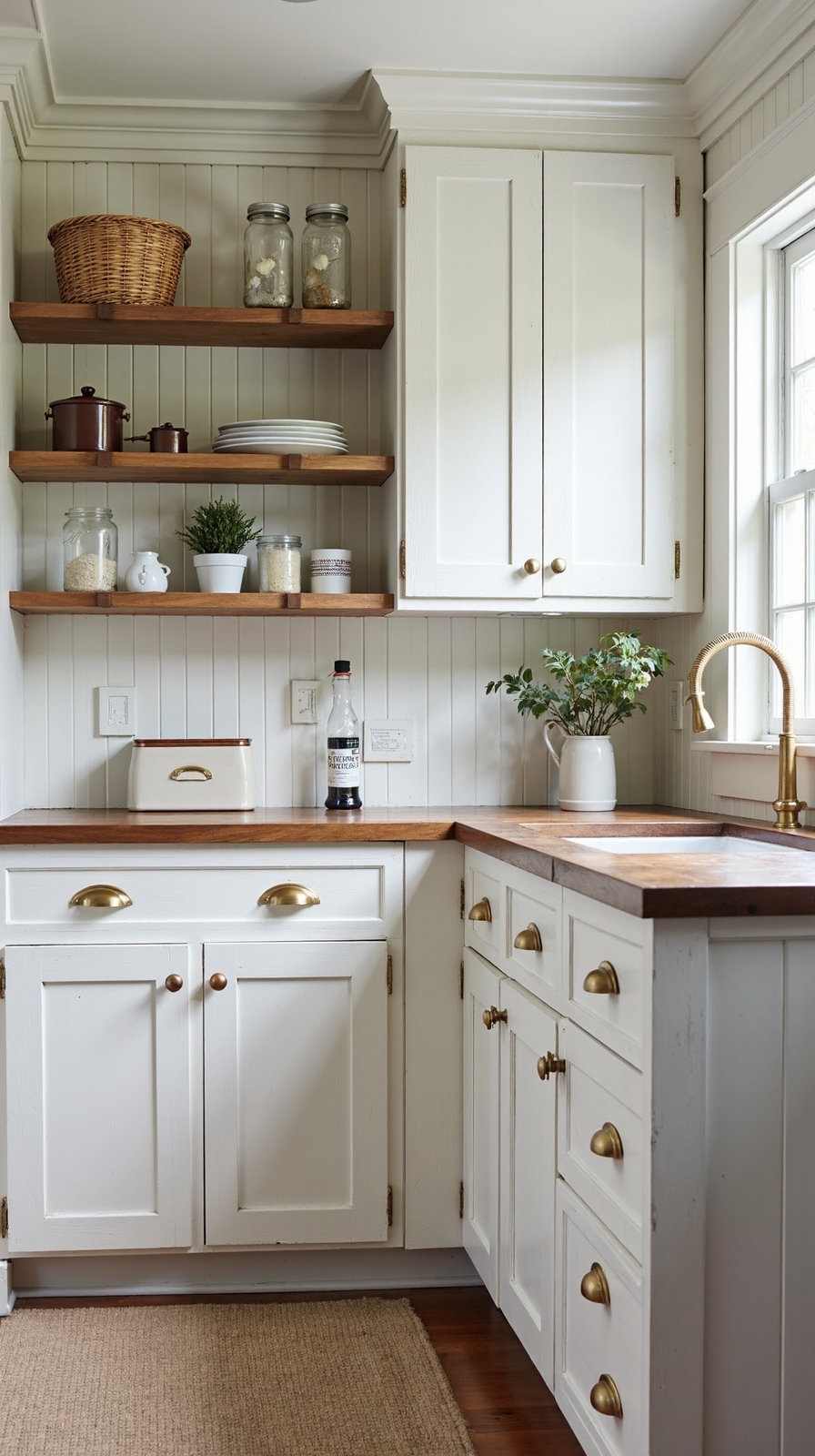 farmhouse charm with shaker cabinets