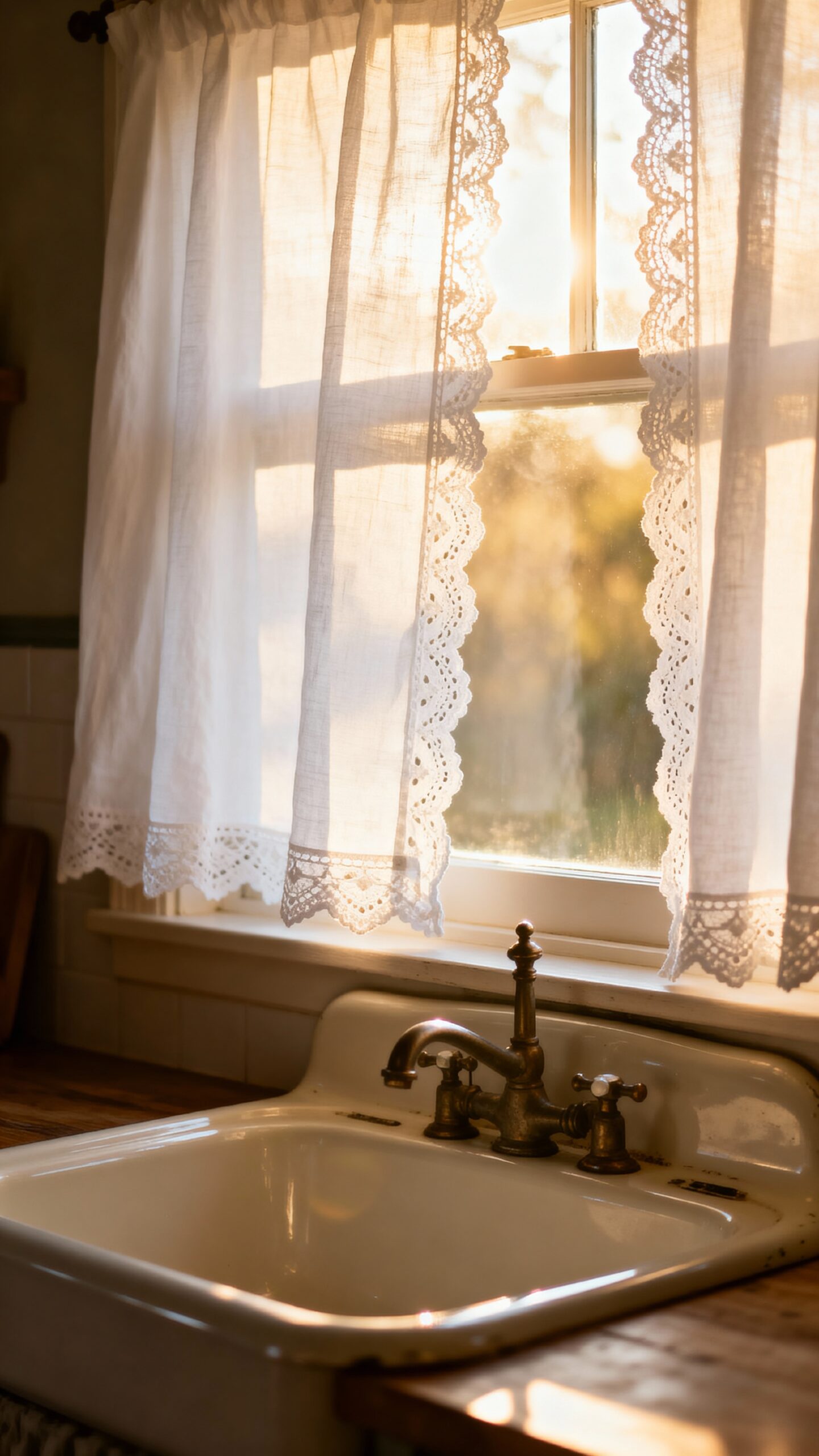 farmhouse kitchen curtain homey decor ideas