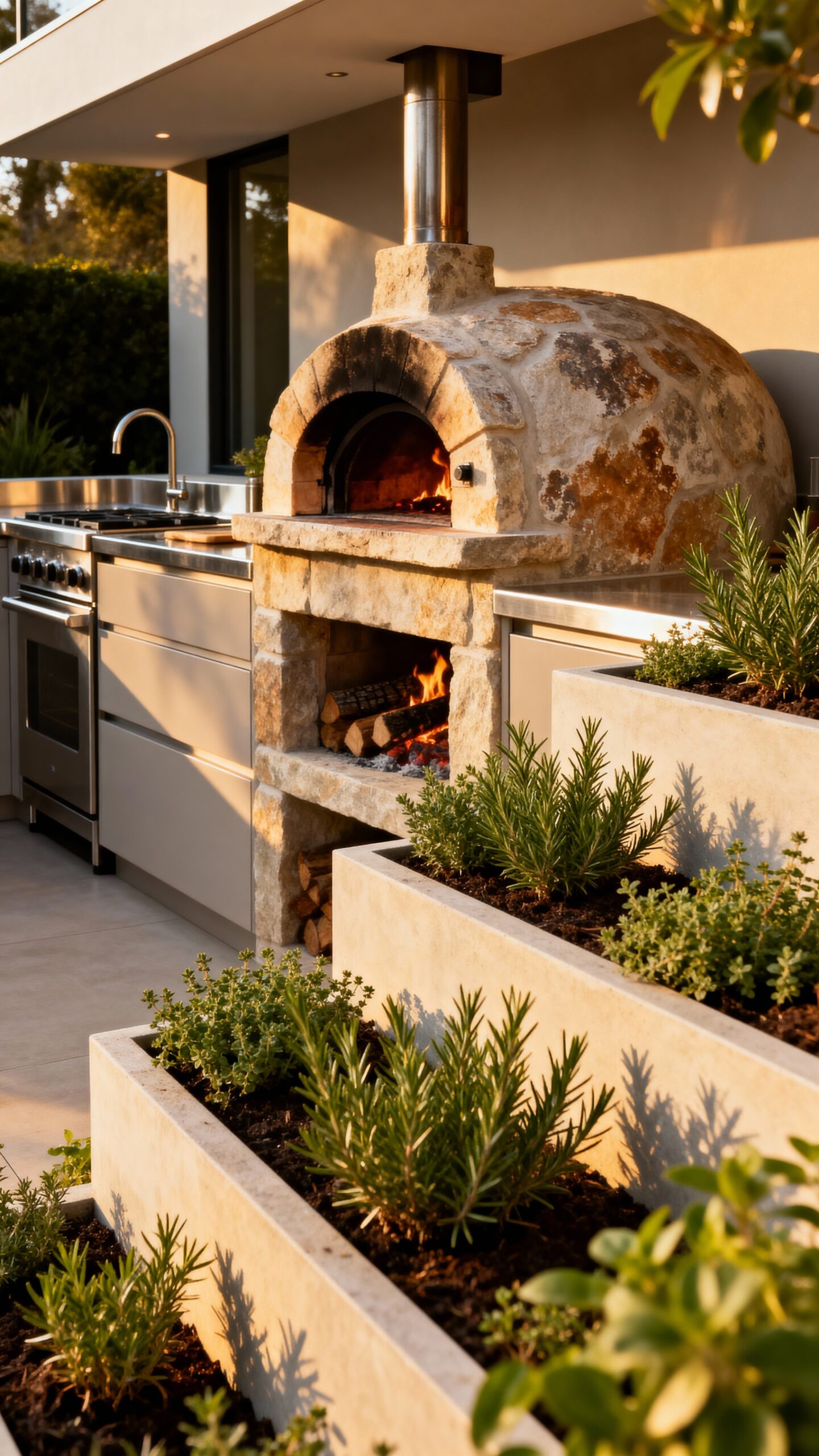 fireproof safe herb rich pizza oven garden