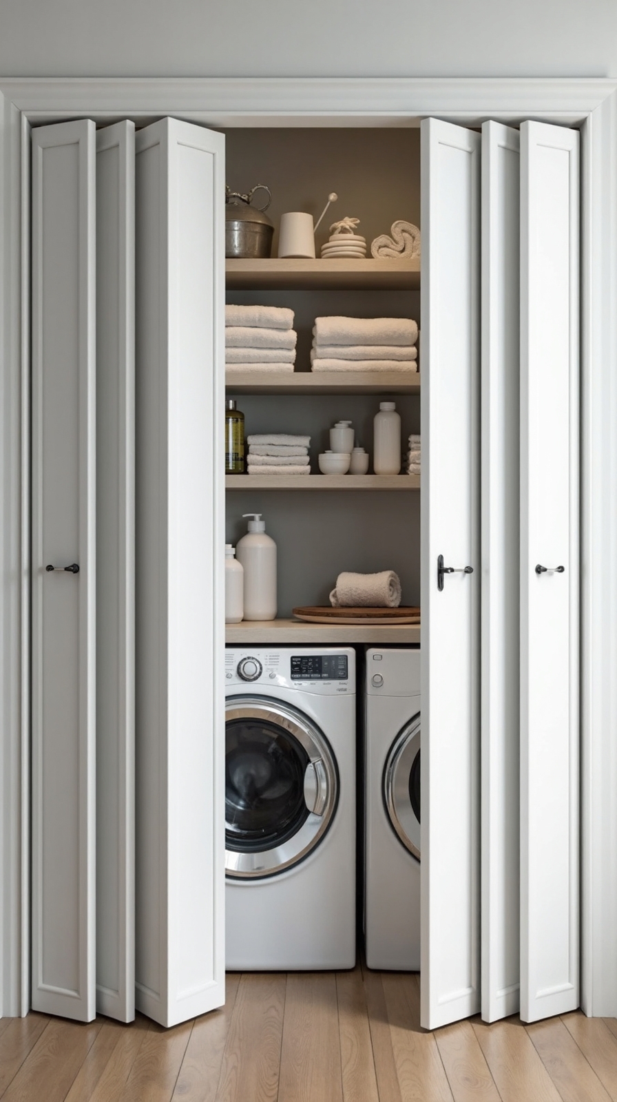flexible adaptable space saving accordion laundry doors