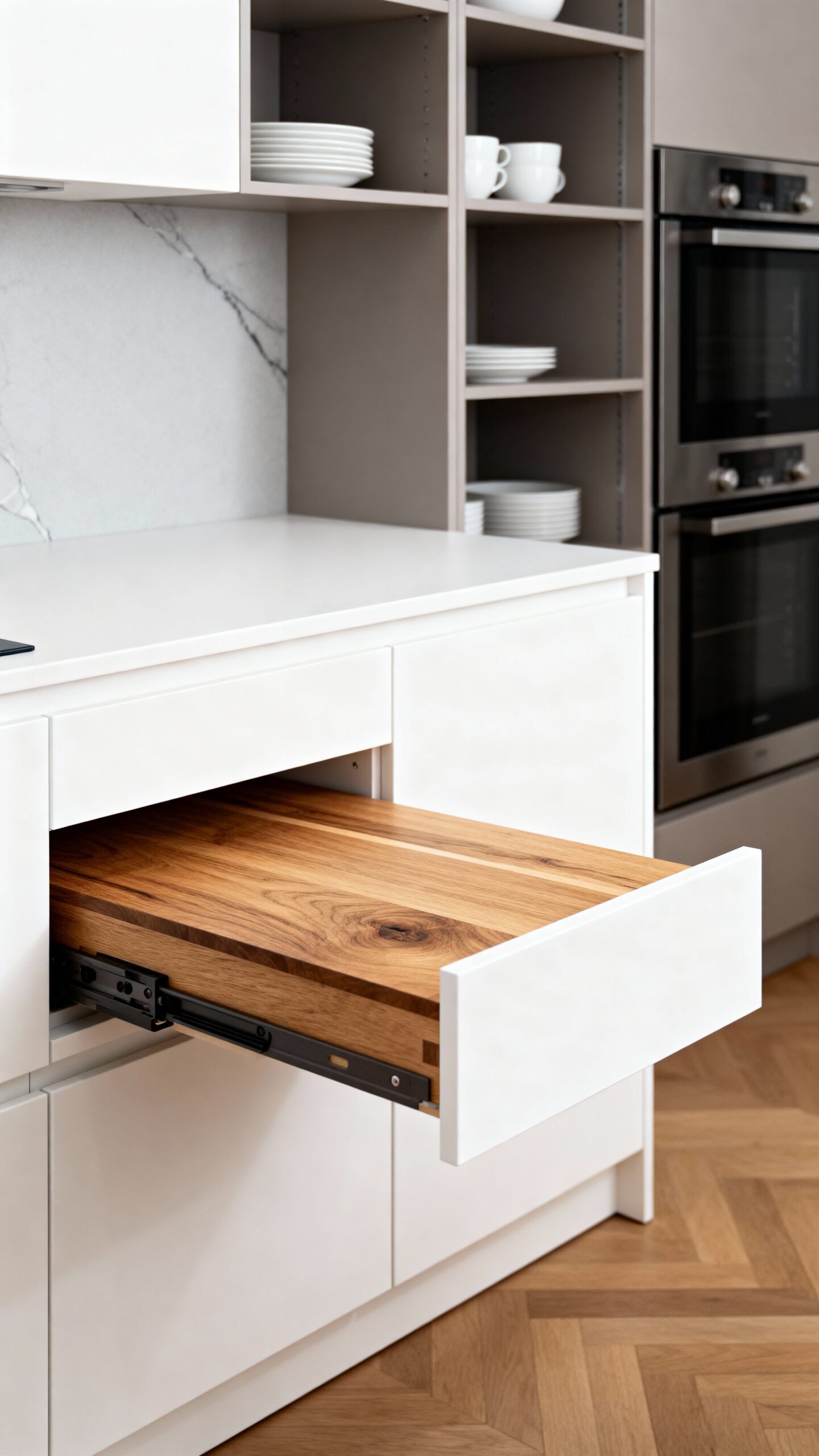 flexible hidden kitchen work surface