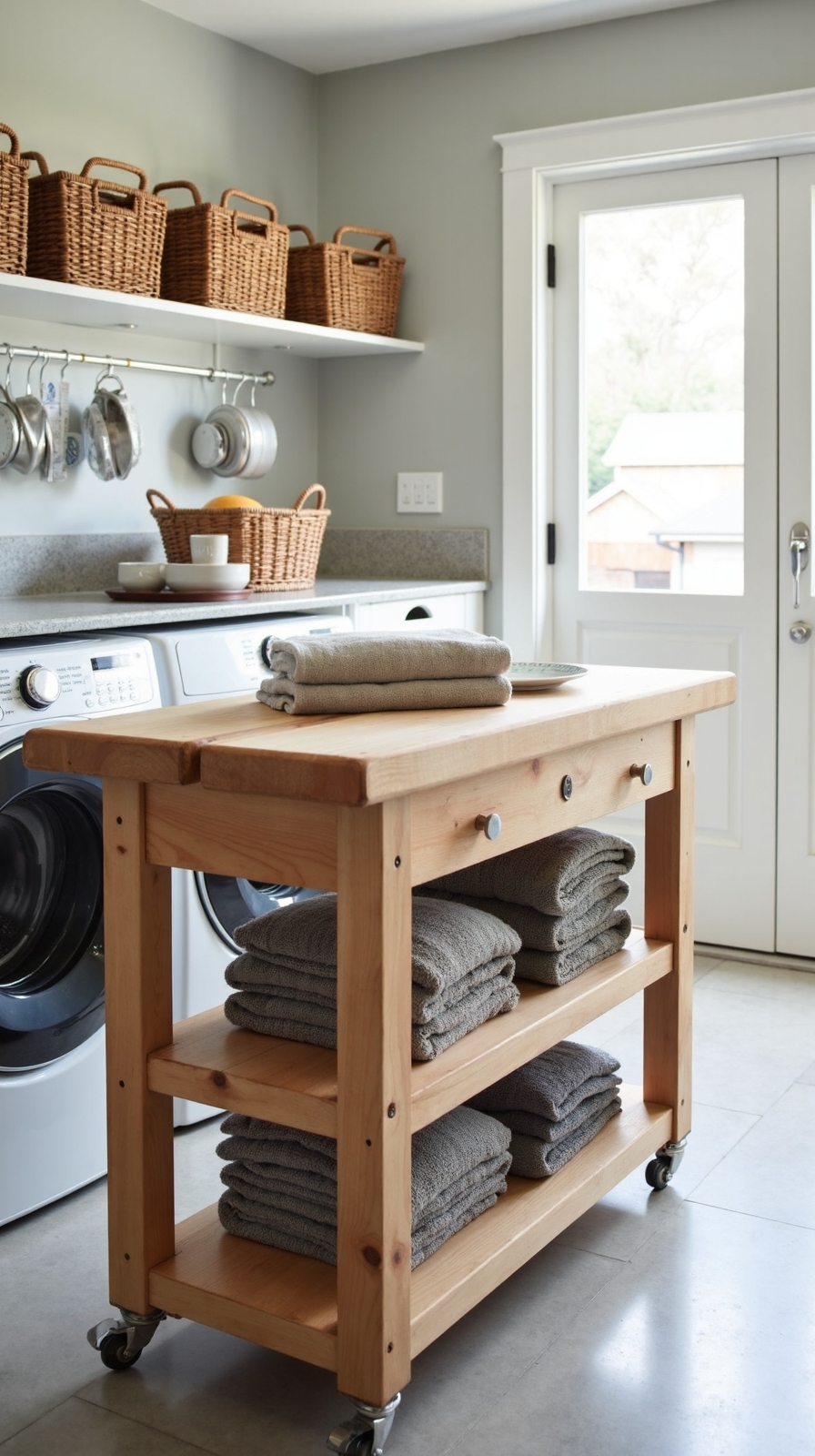 flexible mobile sturdy spacious butcher block island