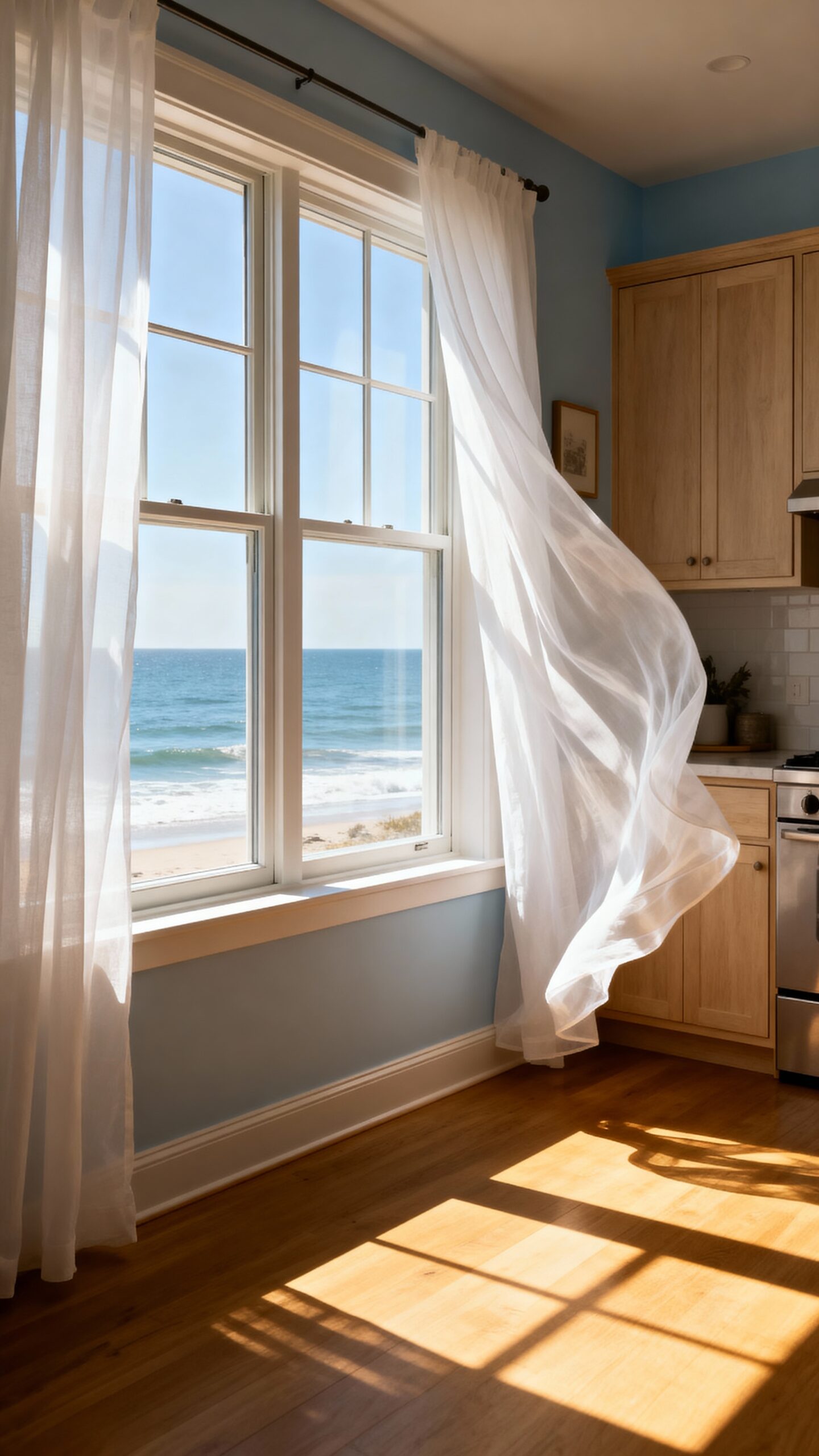 flowing airy serene coastal window treatments