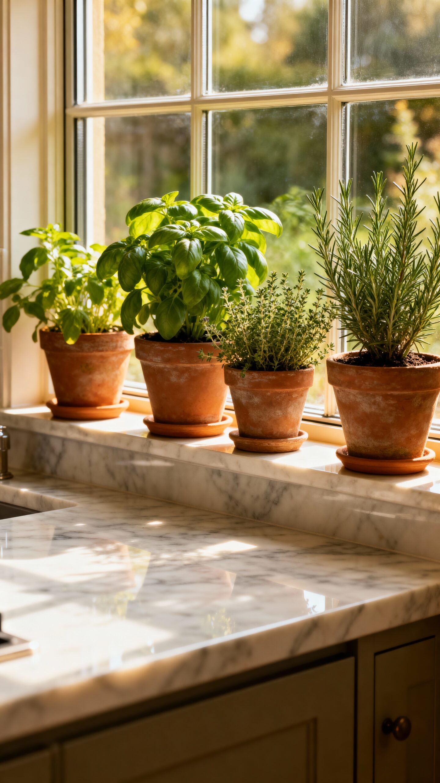 fresh herbs thrive in garden windows