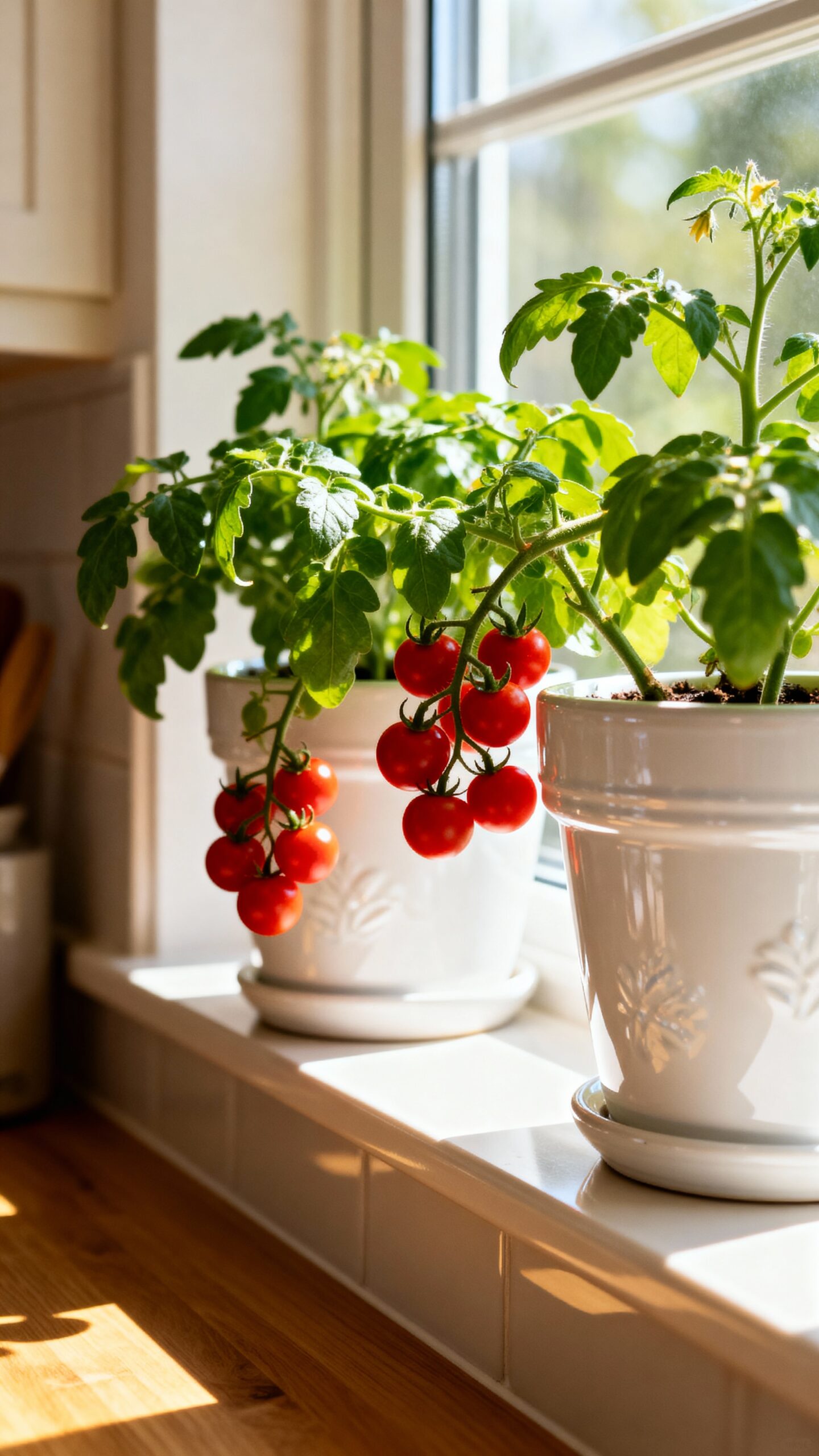 fresh tomato harvests in containers