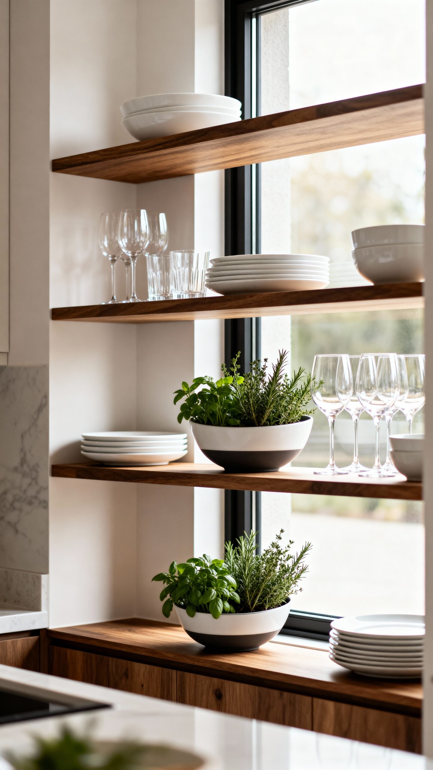 functional display window serving surfaces