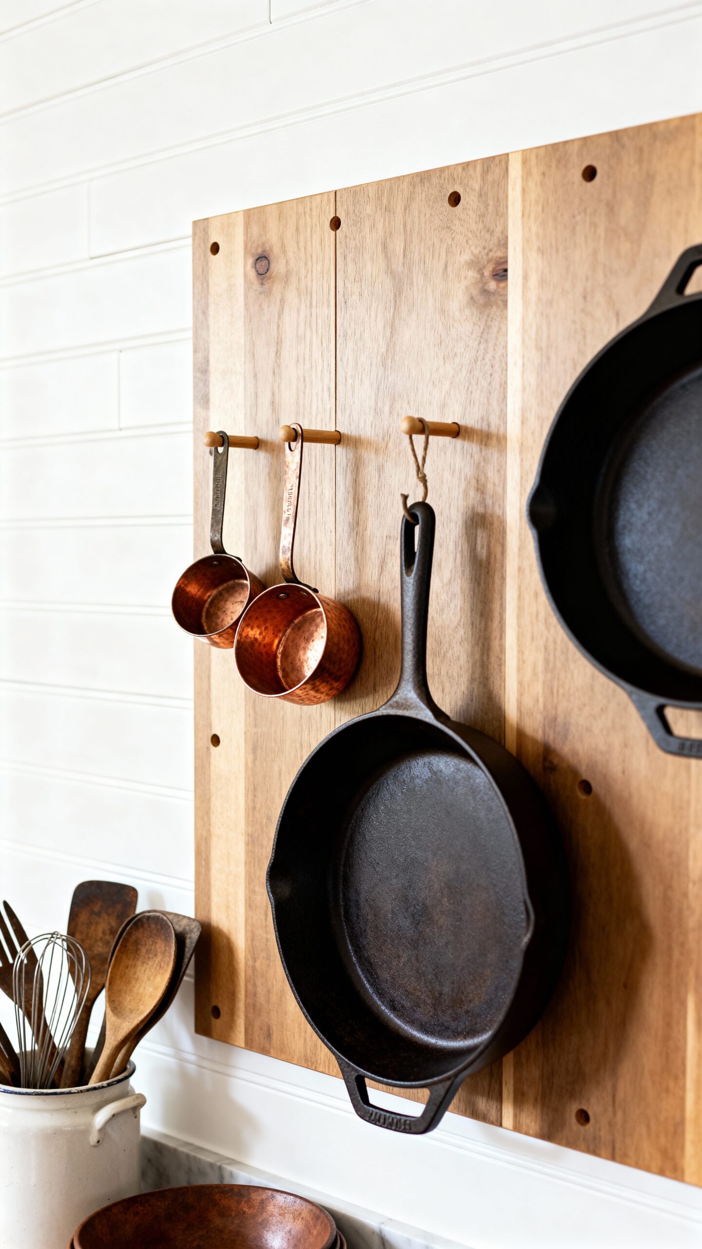 functional farmhouse kitchen wall storage