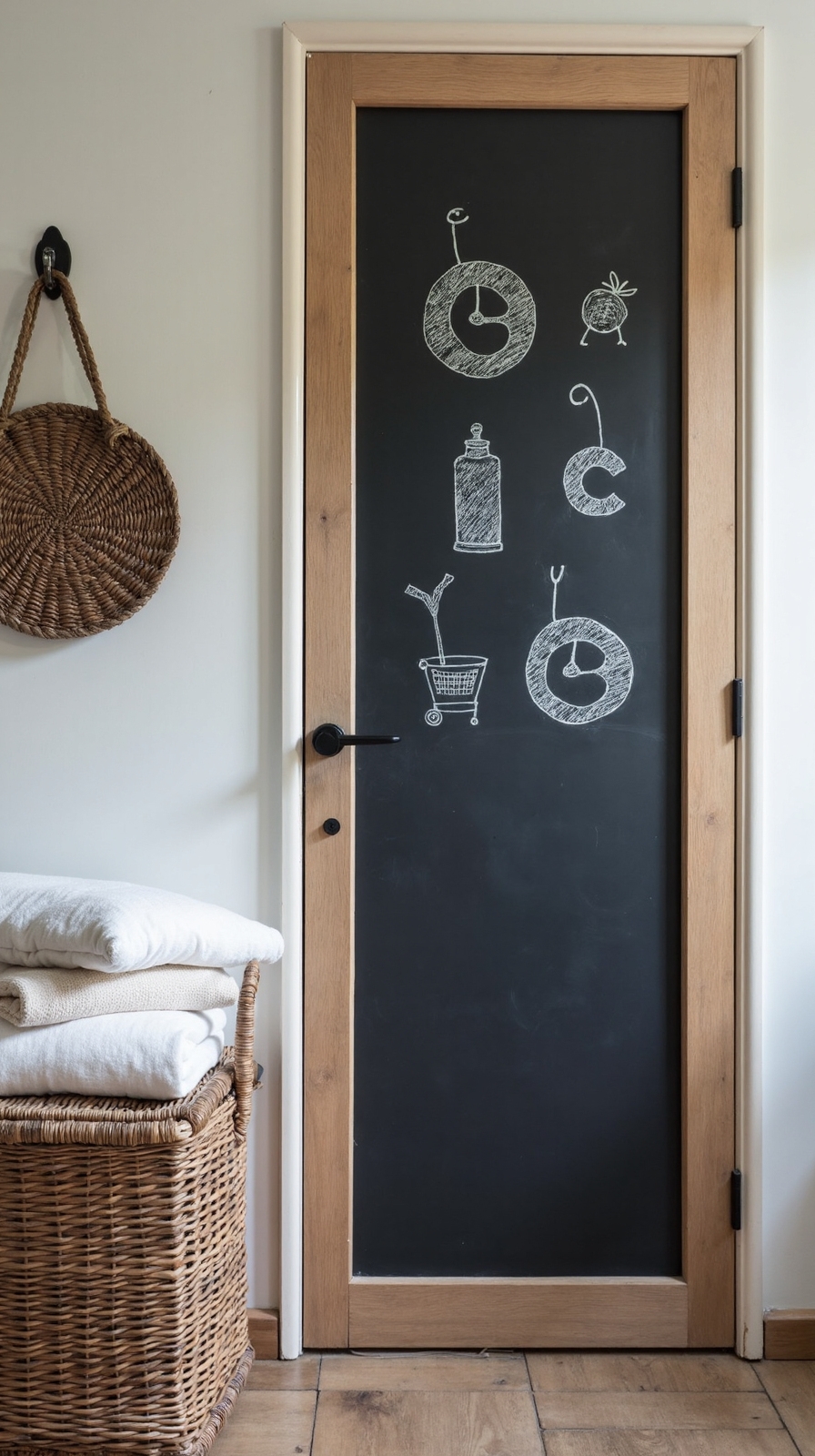functional style chalkboard laundry room