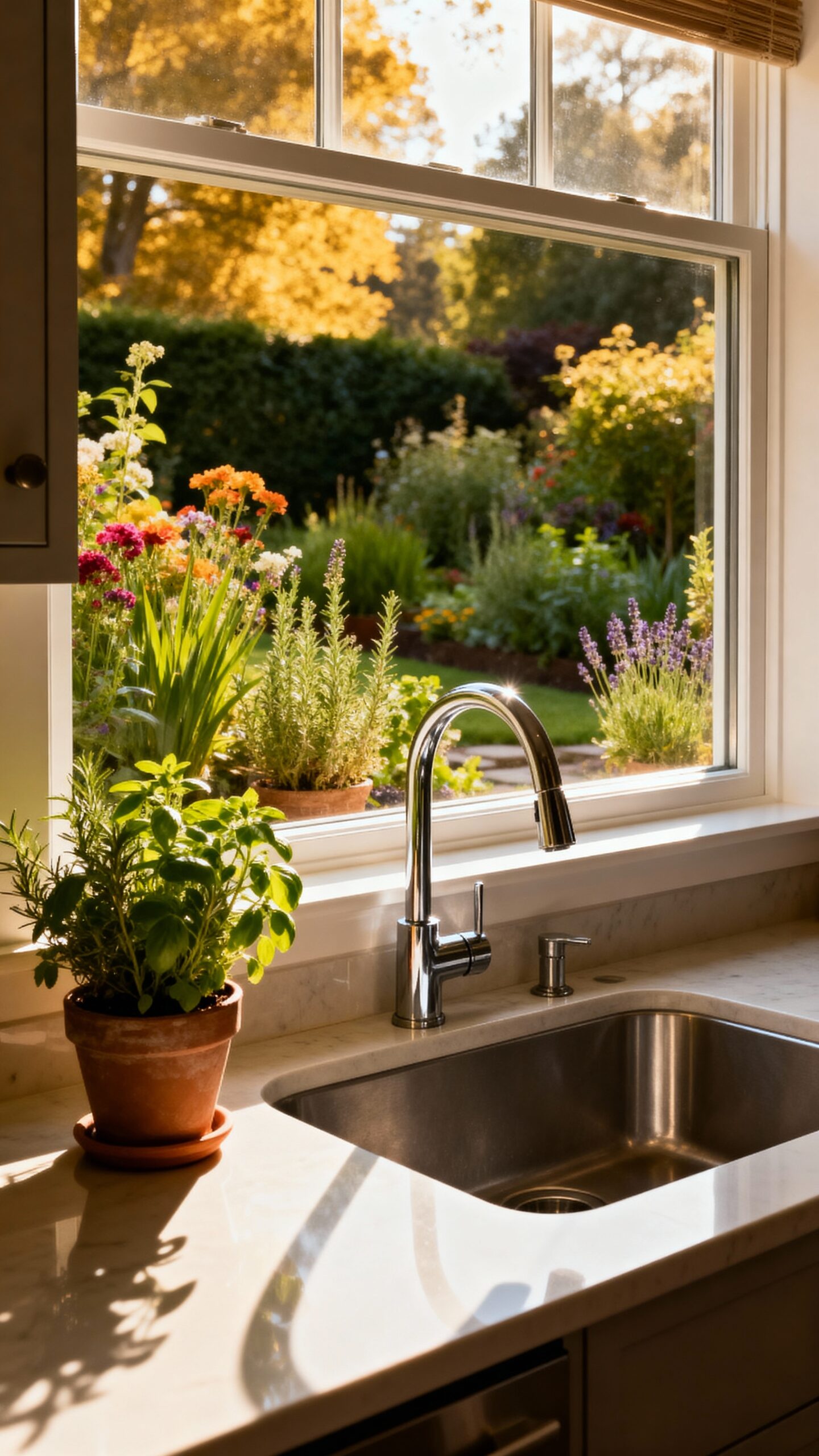 garden framed kitchen views