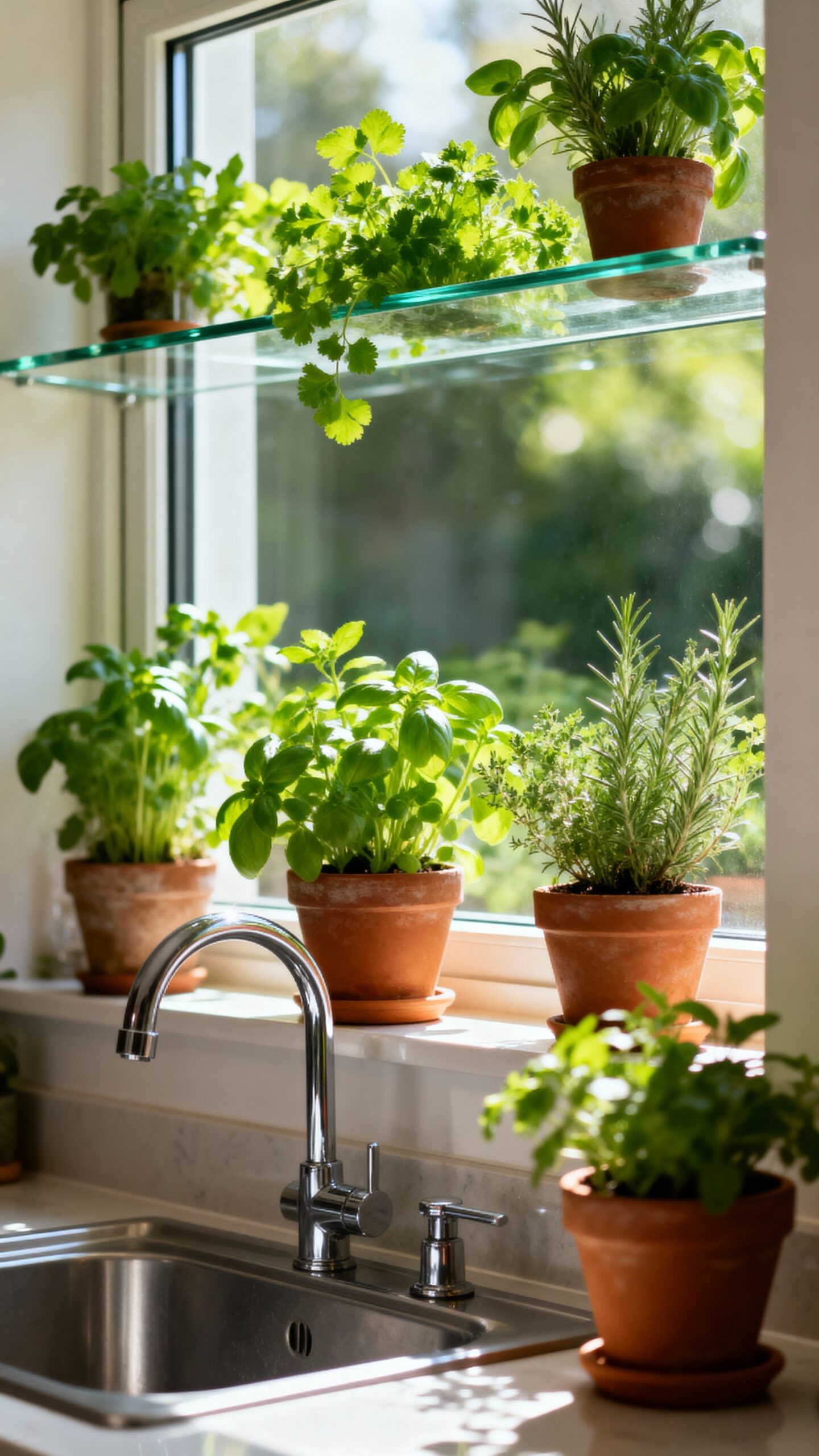 greenhouse kitchen window gardening herbs