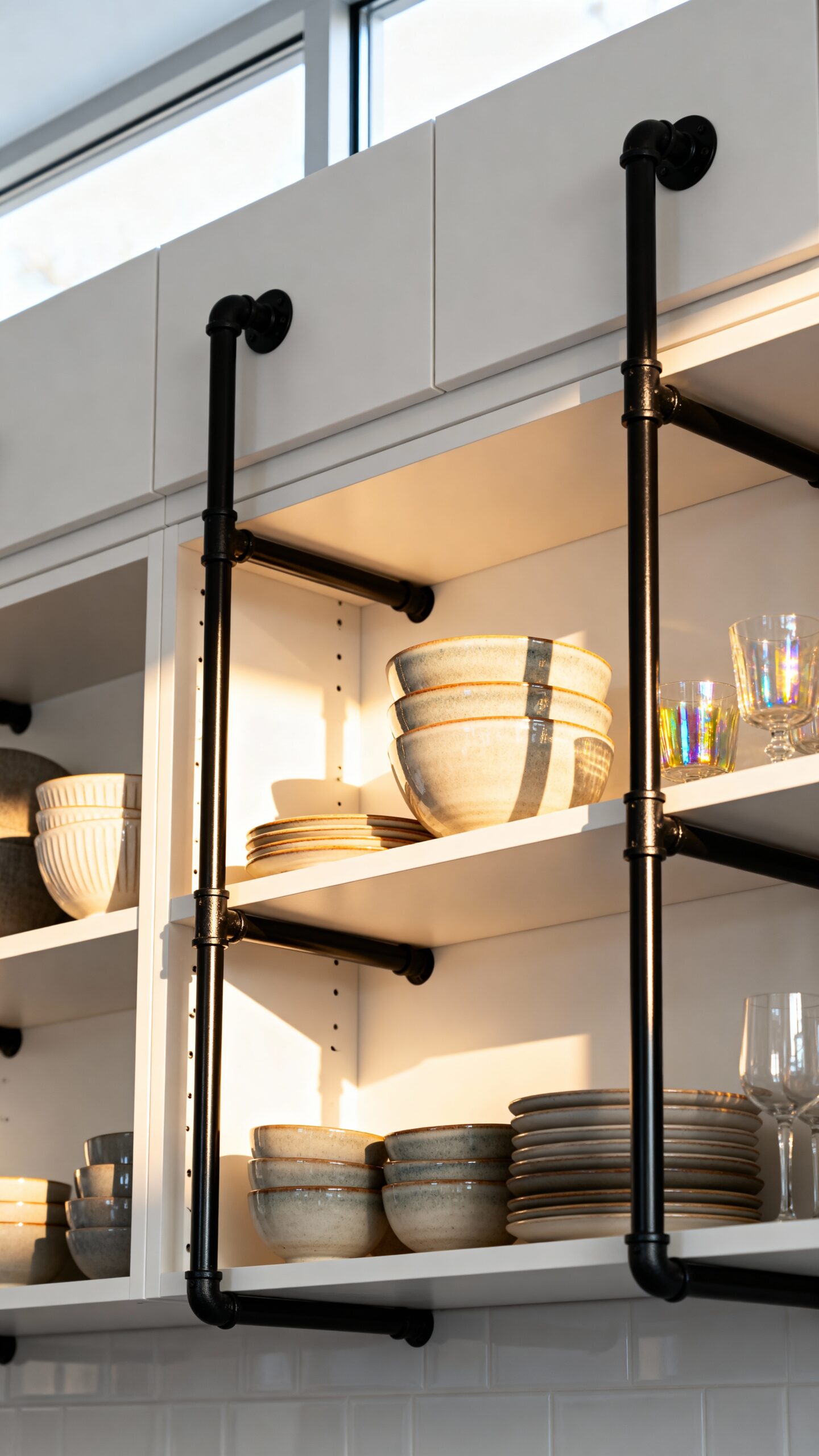 industrial modern open shelving