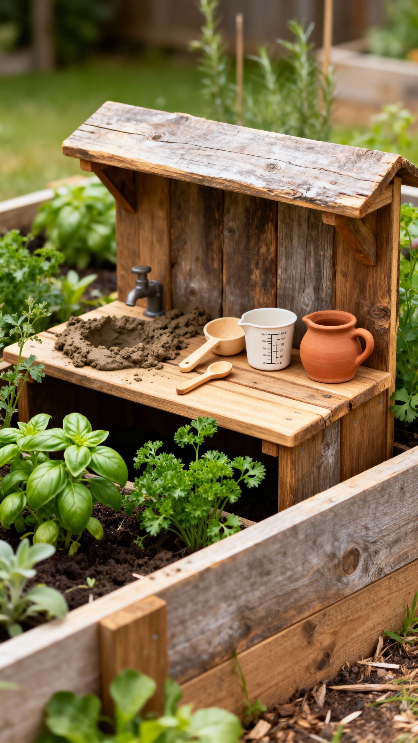 integrated garden bed mud kitchen