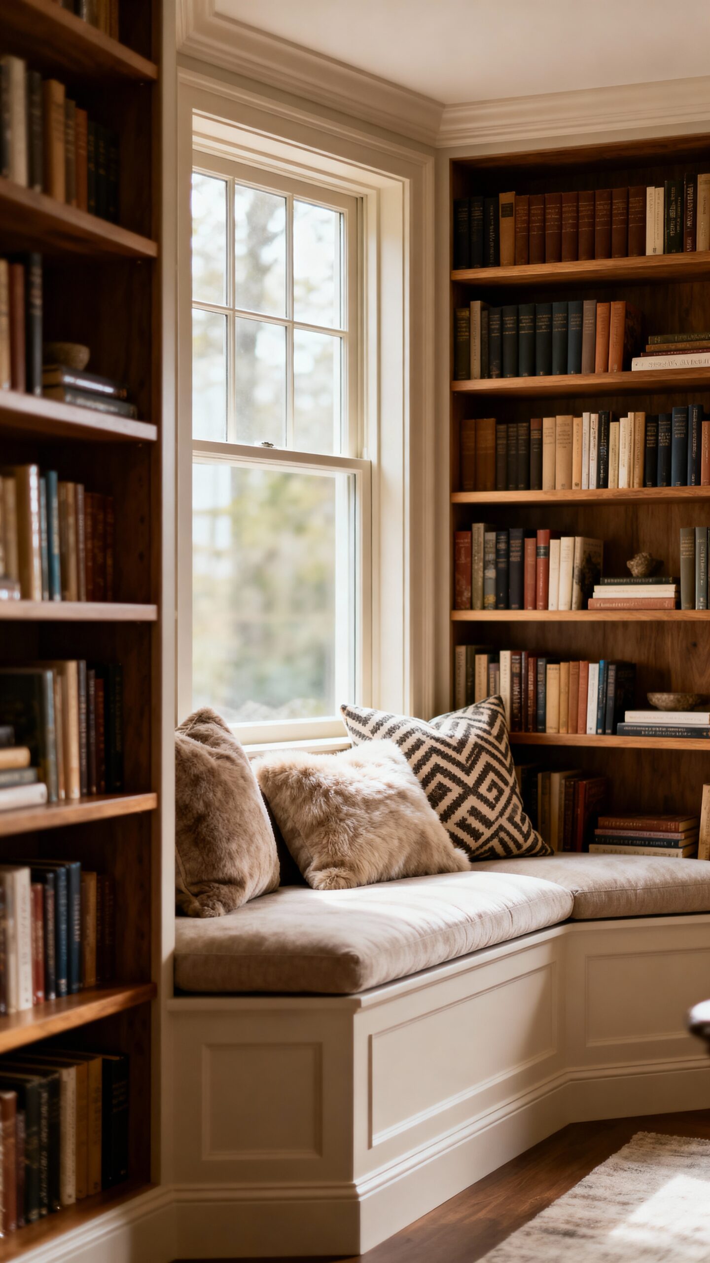 intimate reading sanctuary with versatile storage