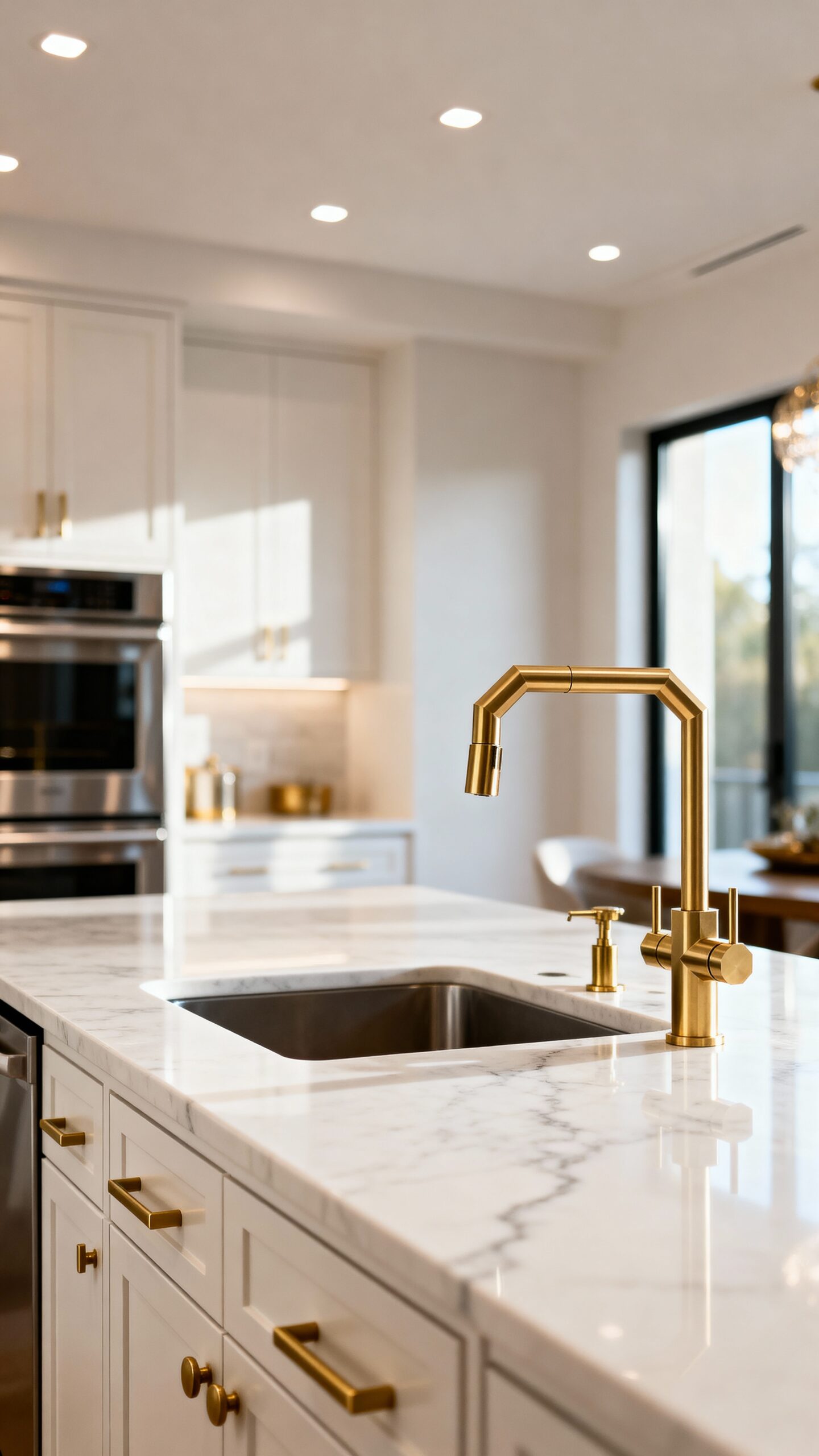 lavish marble gold accents kitchen