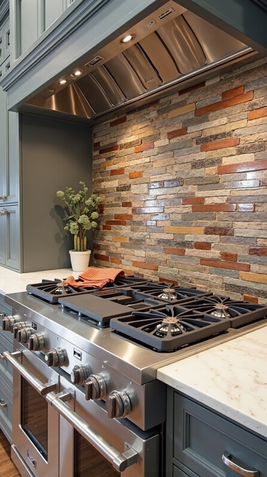 layered textural multimaterial kitchen backsplash collage