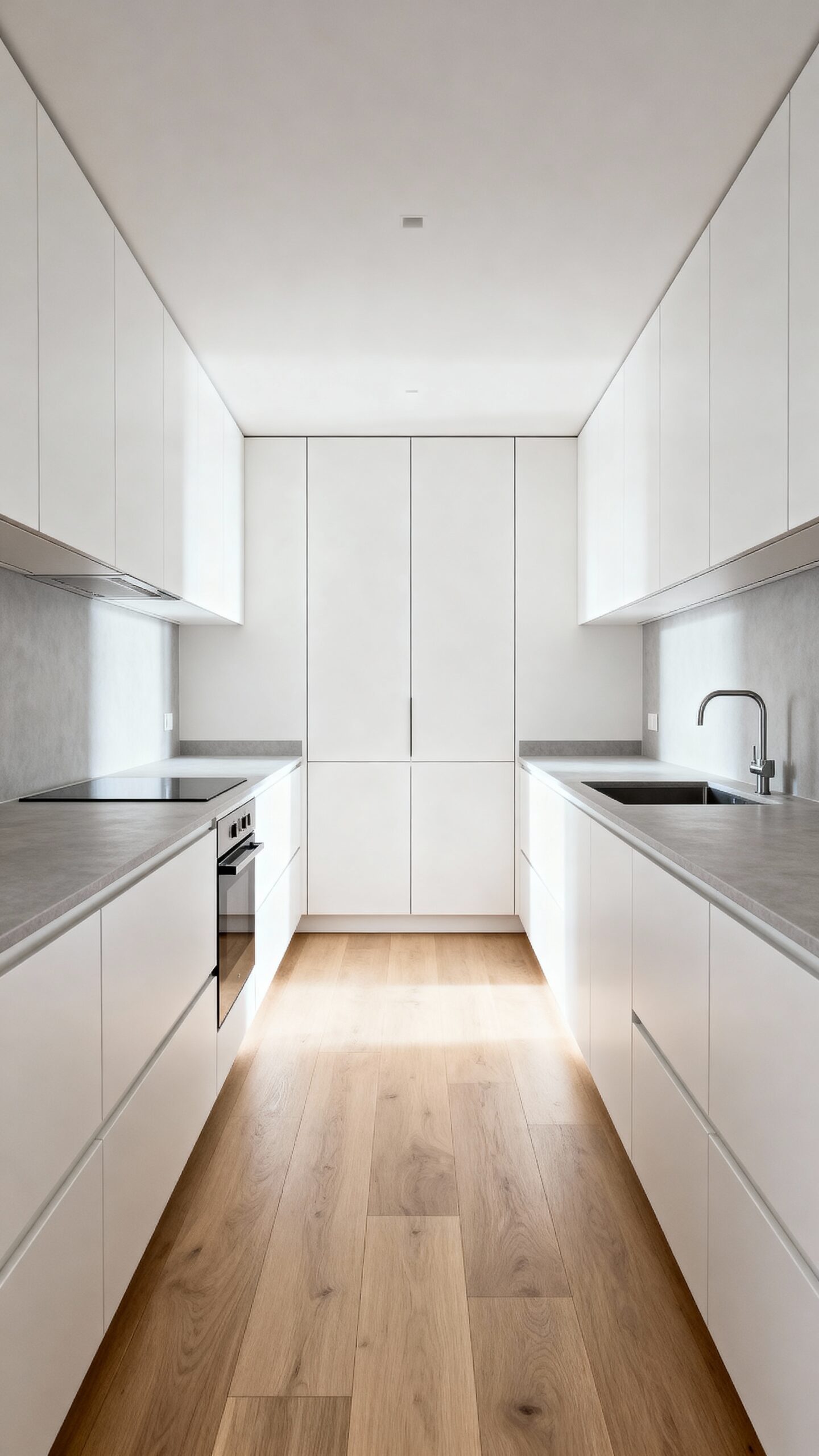 lighten up narrow kitchen illusion