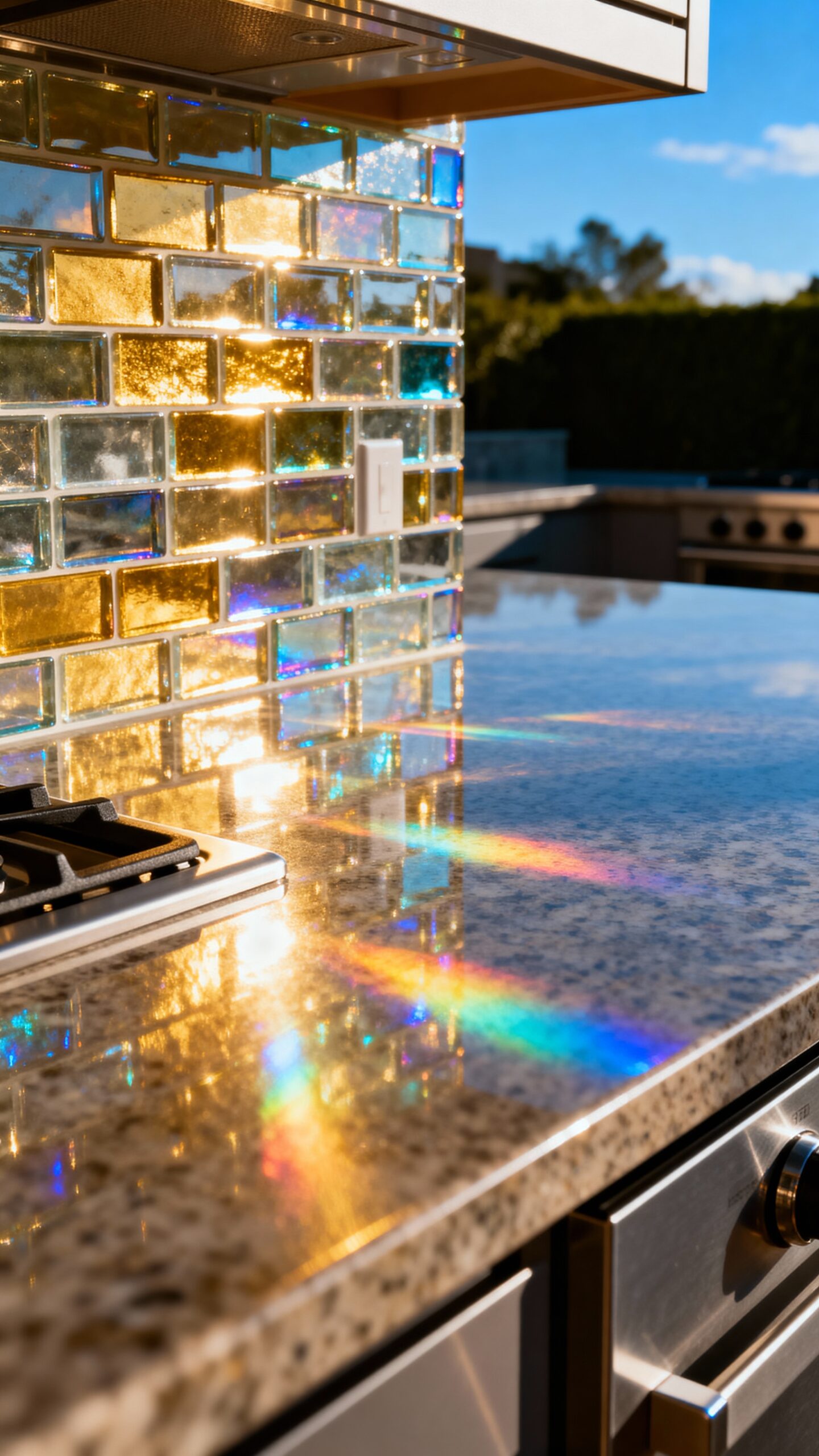 luminous iridescent heat resistant outdoor glass tiles