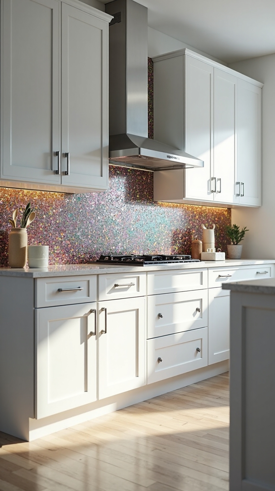 luminous sparkling reflective glass mosaic tiles