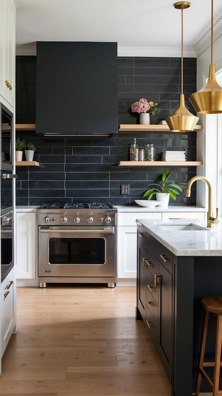 luxurious black kitchen backsplash designs