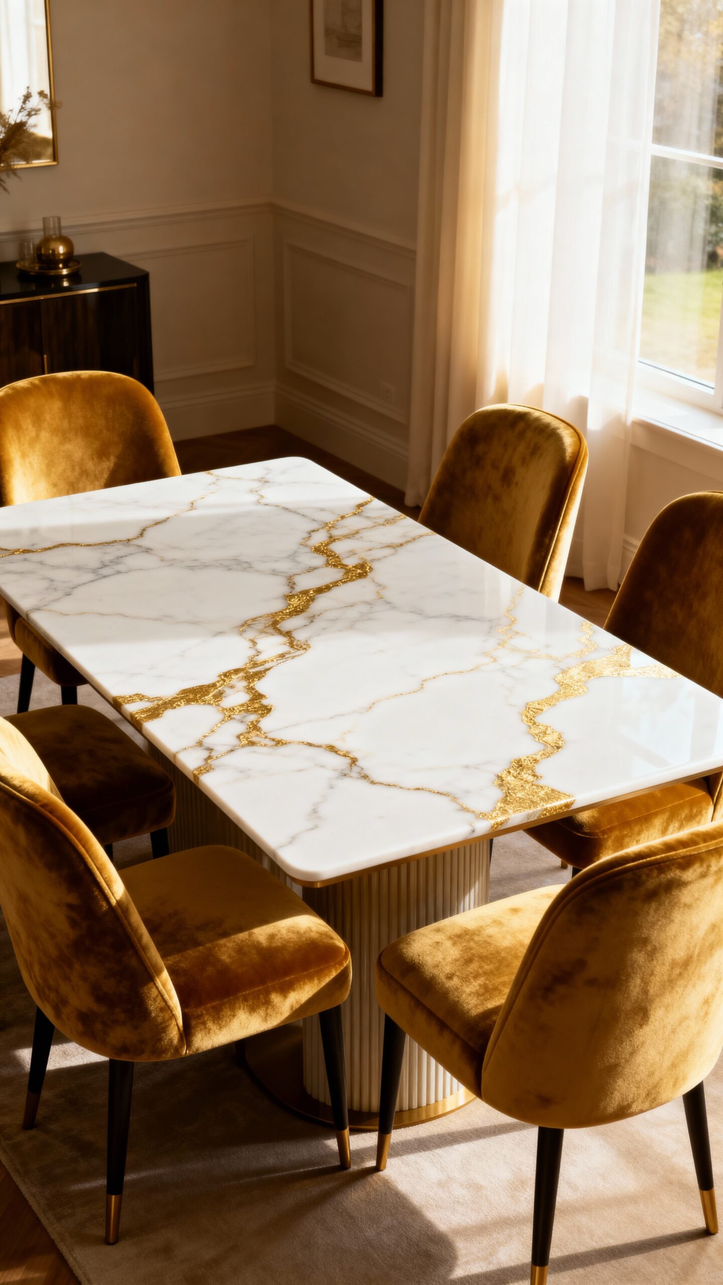 luxurious dining experience with marble