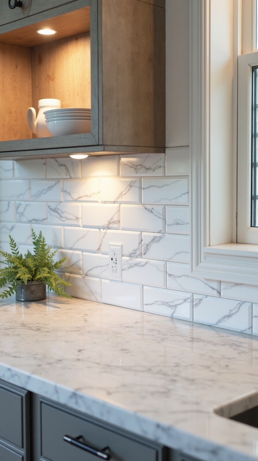 luxurious faux marble tile transformation