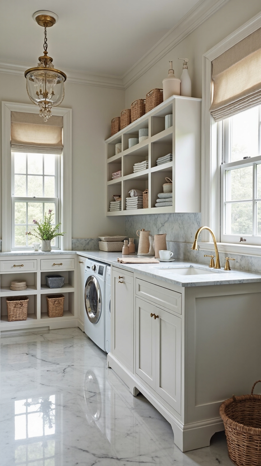 luxurious laundry folding station workspace