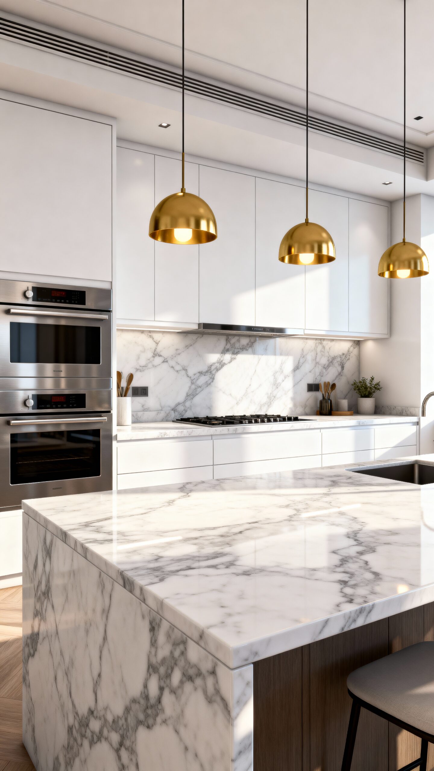 luxurious marble clad white kitchen sanctuary