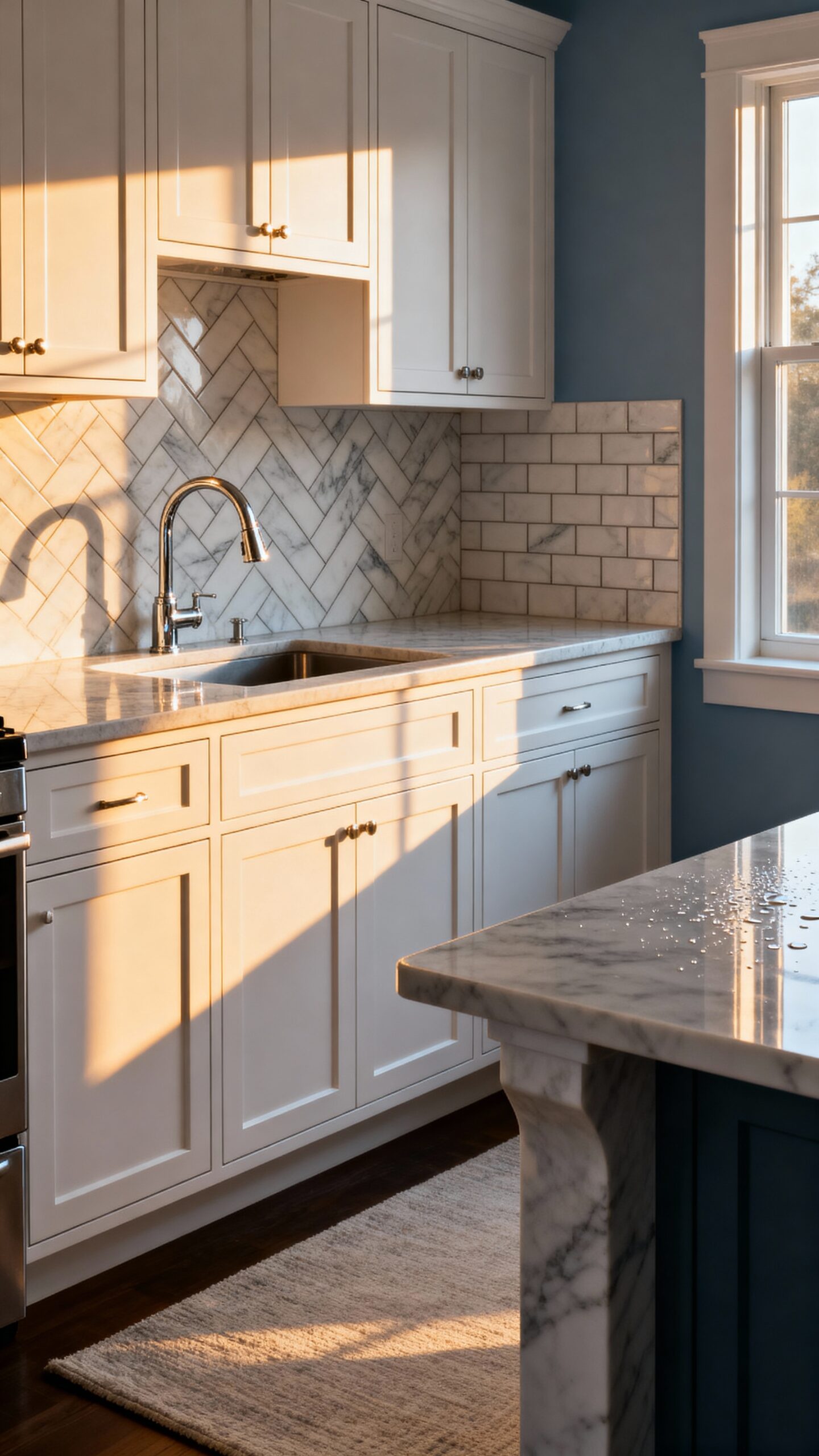 luxurious natural stone marble backsplash