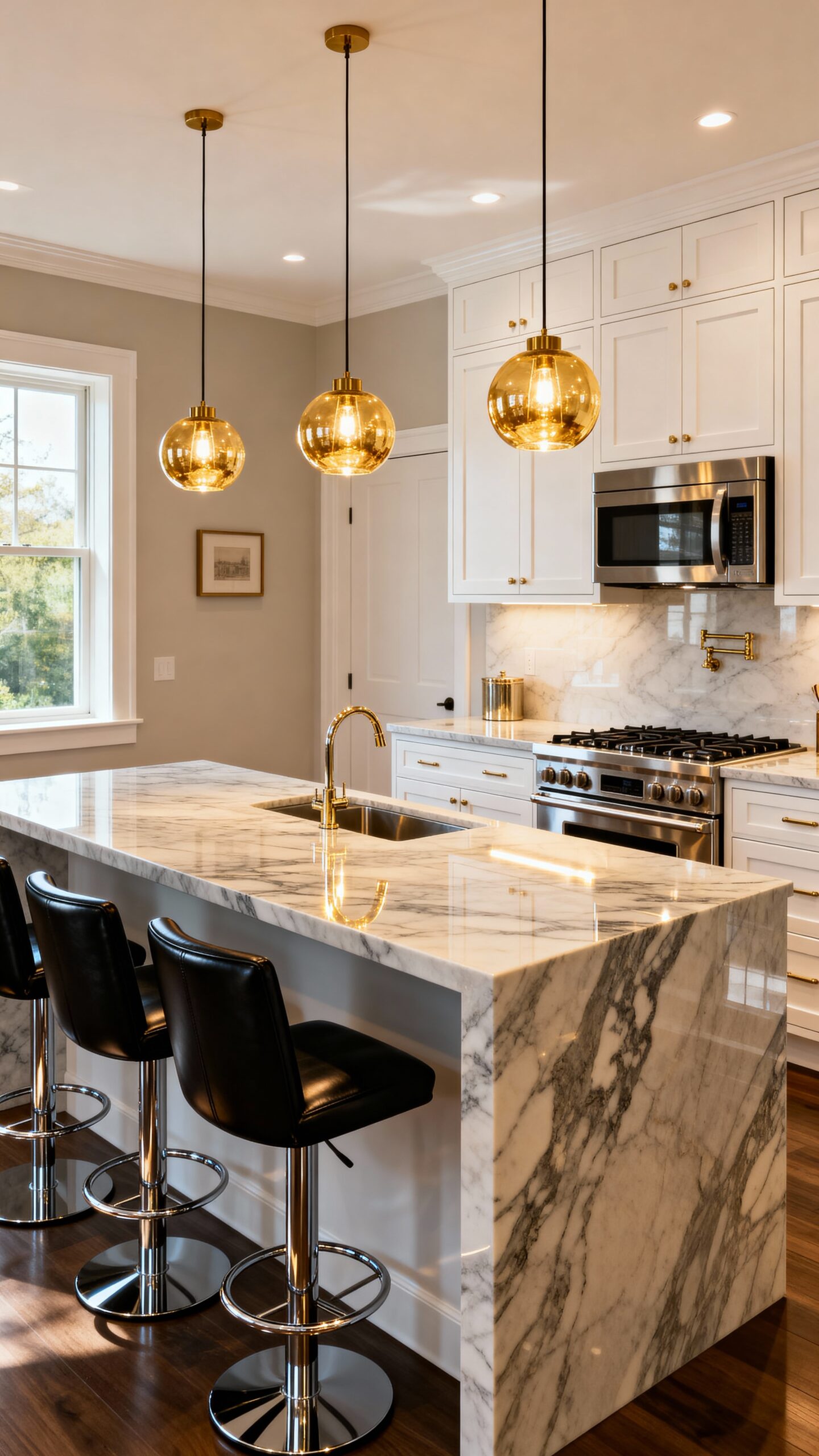 luxurious open concept kitchen with island seating