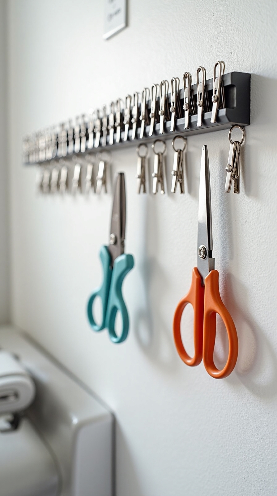 magnetic strips organize laundry essentials