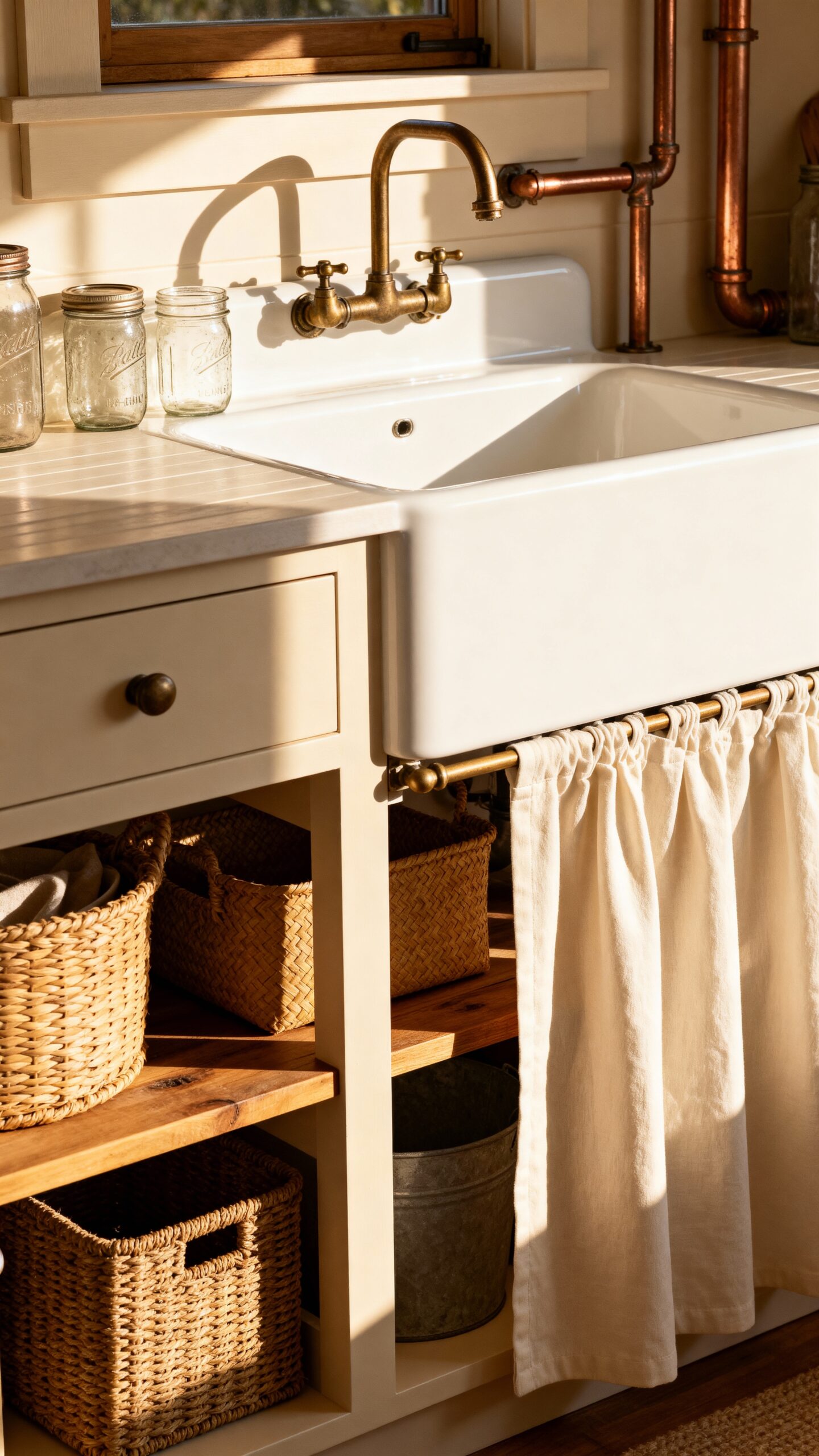 maximize apron front sink storage space