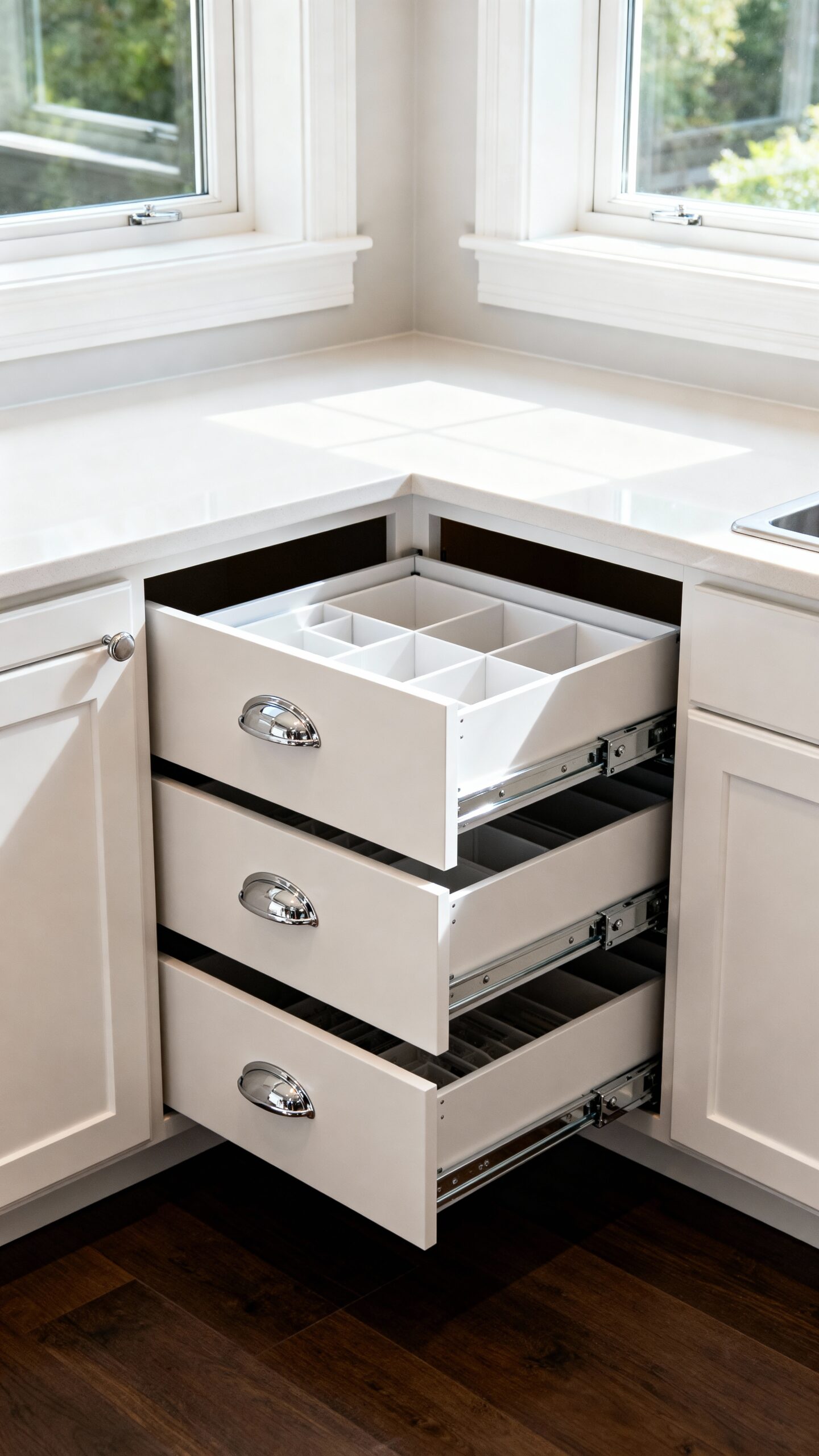 maximize corner cabinet storage potential