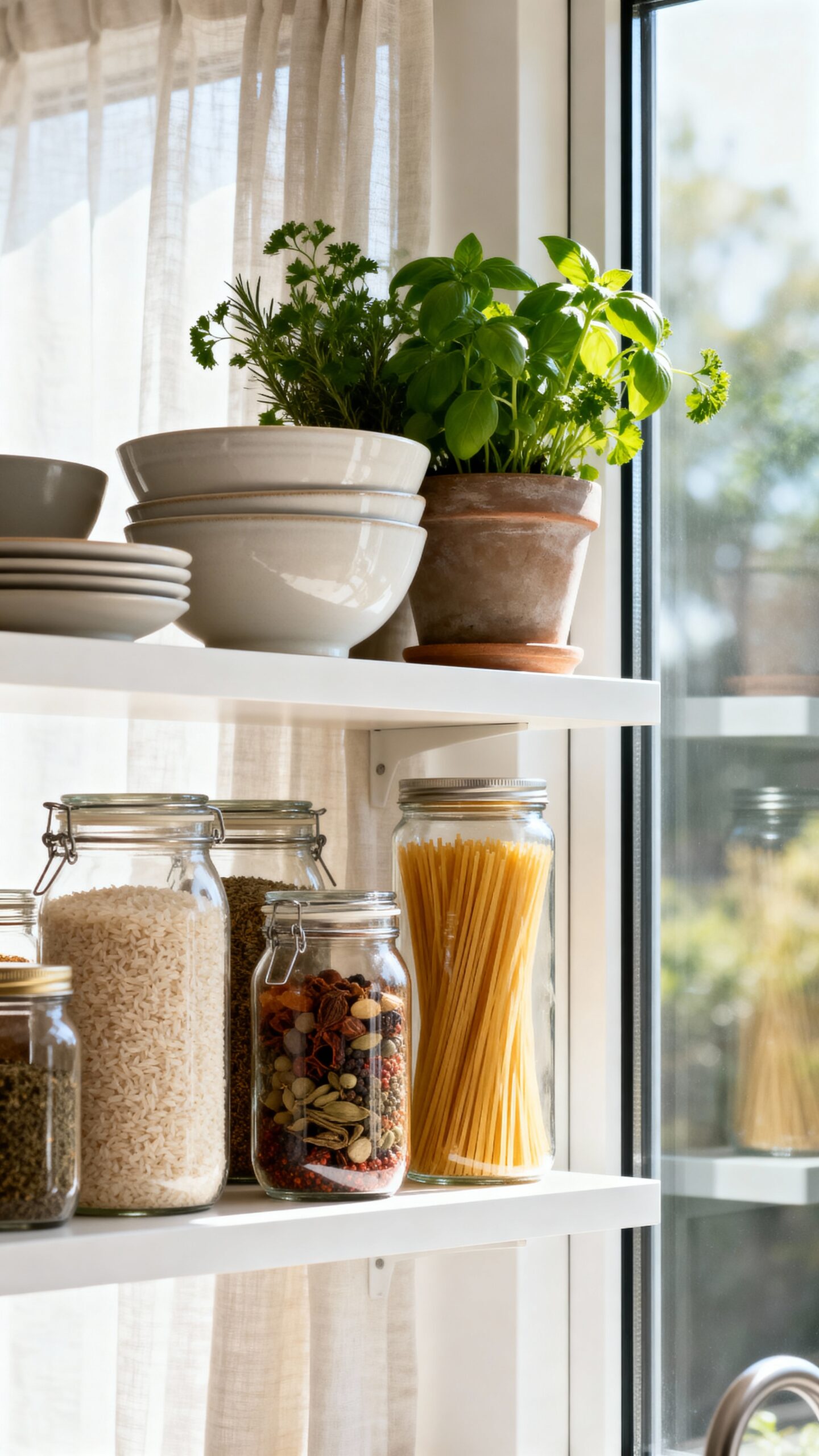 maximize kitchen window storage display