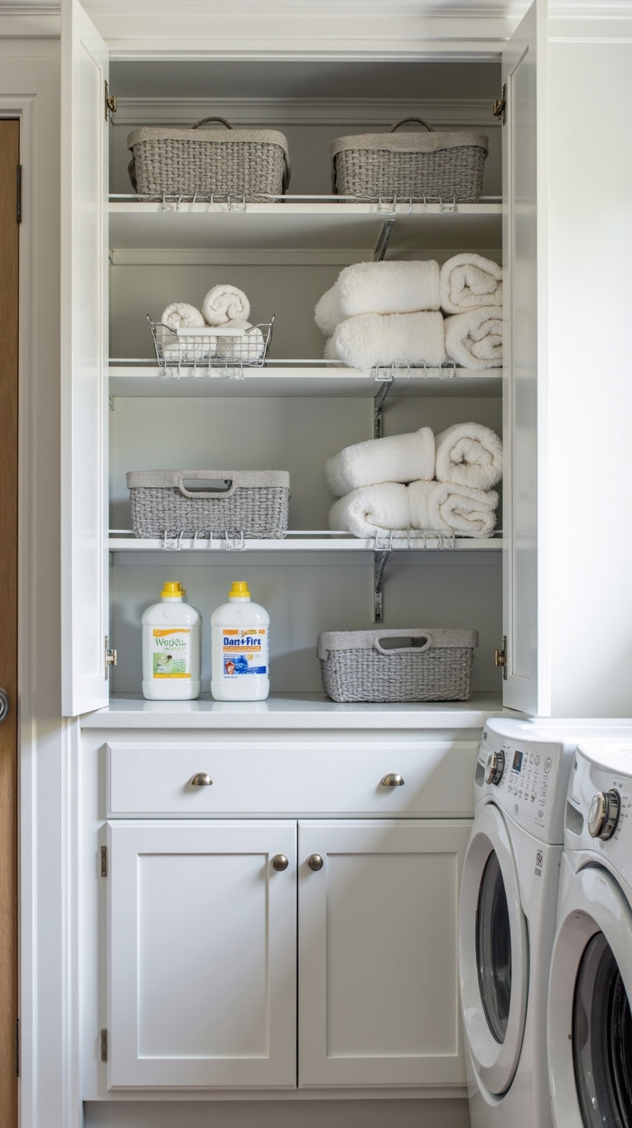 maximize laundry storage with organizers