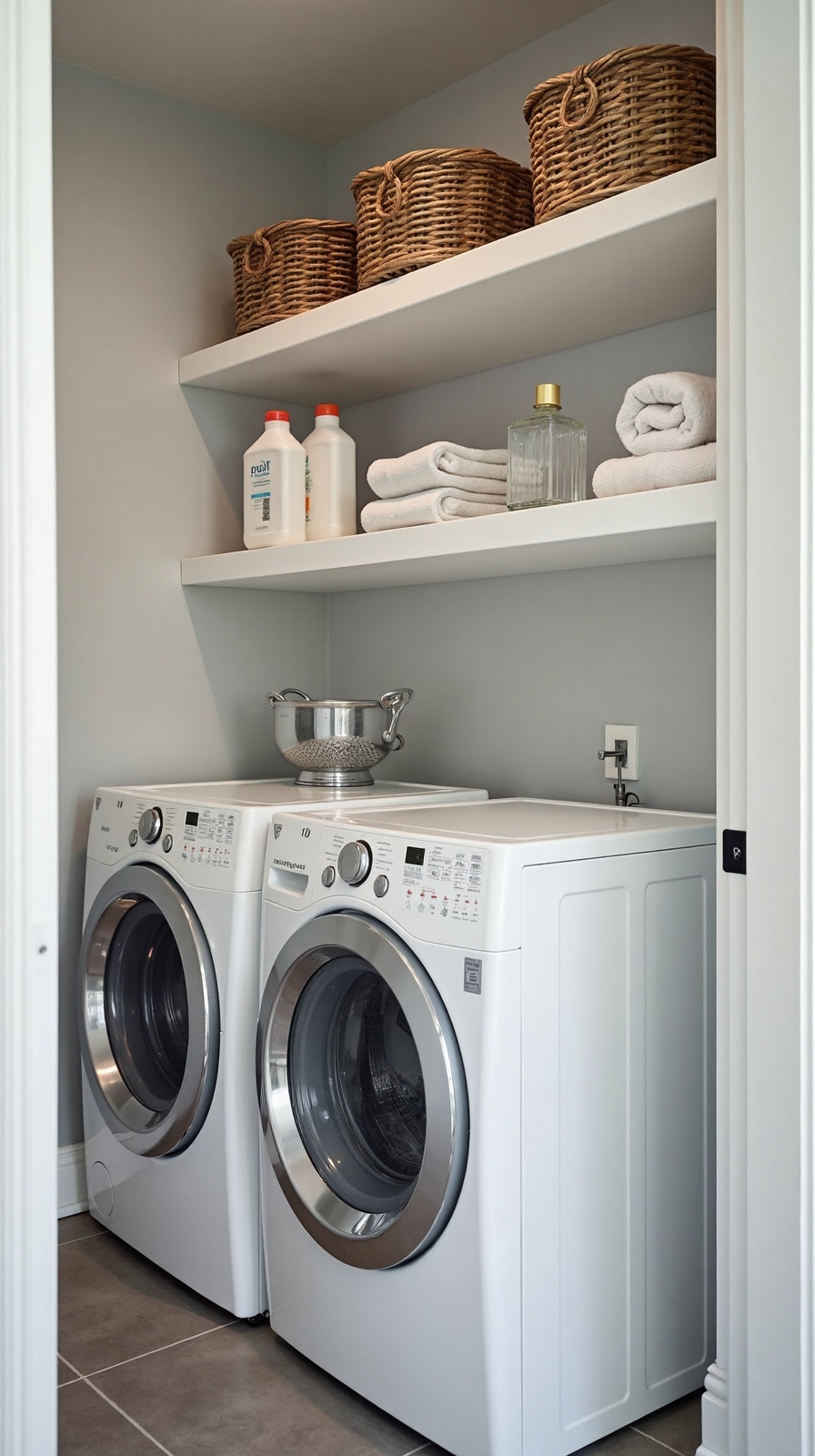 maximize vertical laundry storage space
