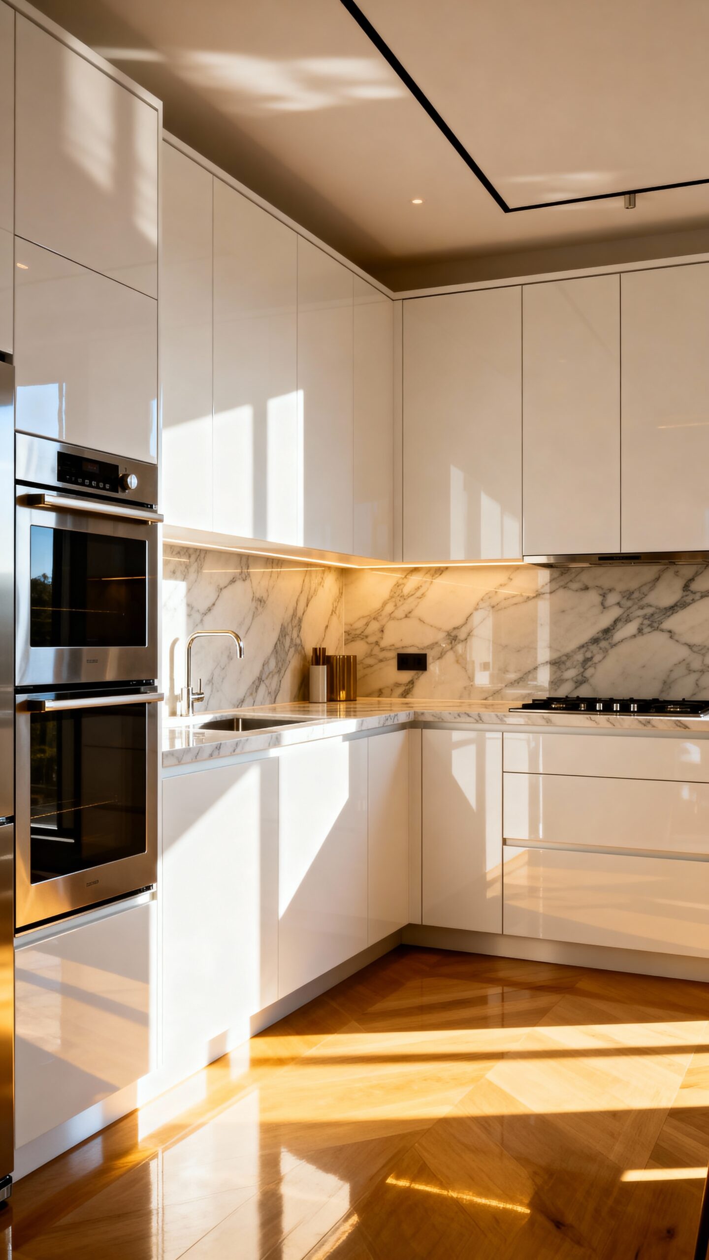 maximize vertical storage through tall cabinets