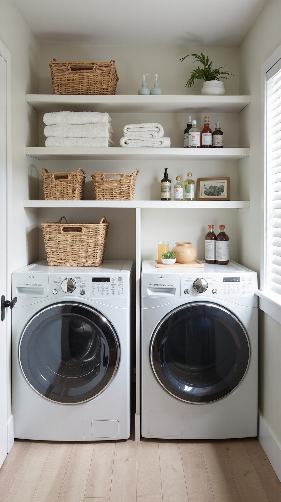 maximized vertical laundry room storage