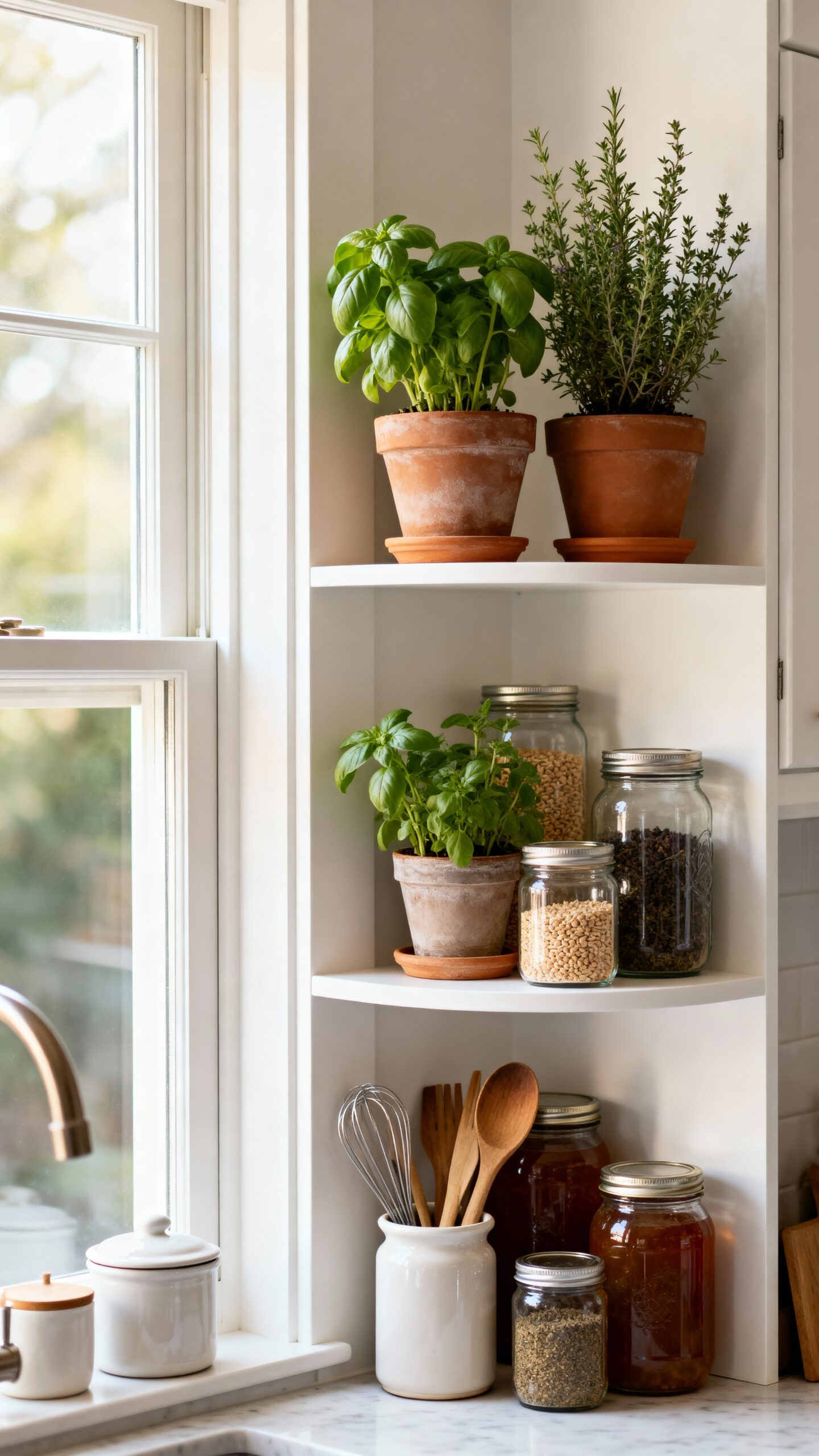 maximizing vertical corner kitchen storage