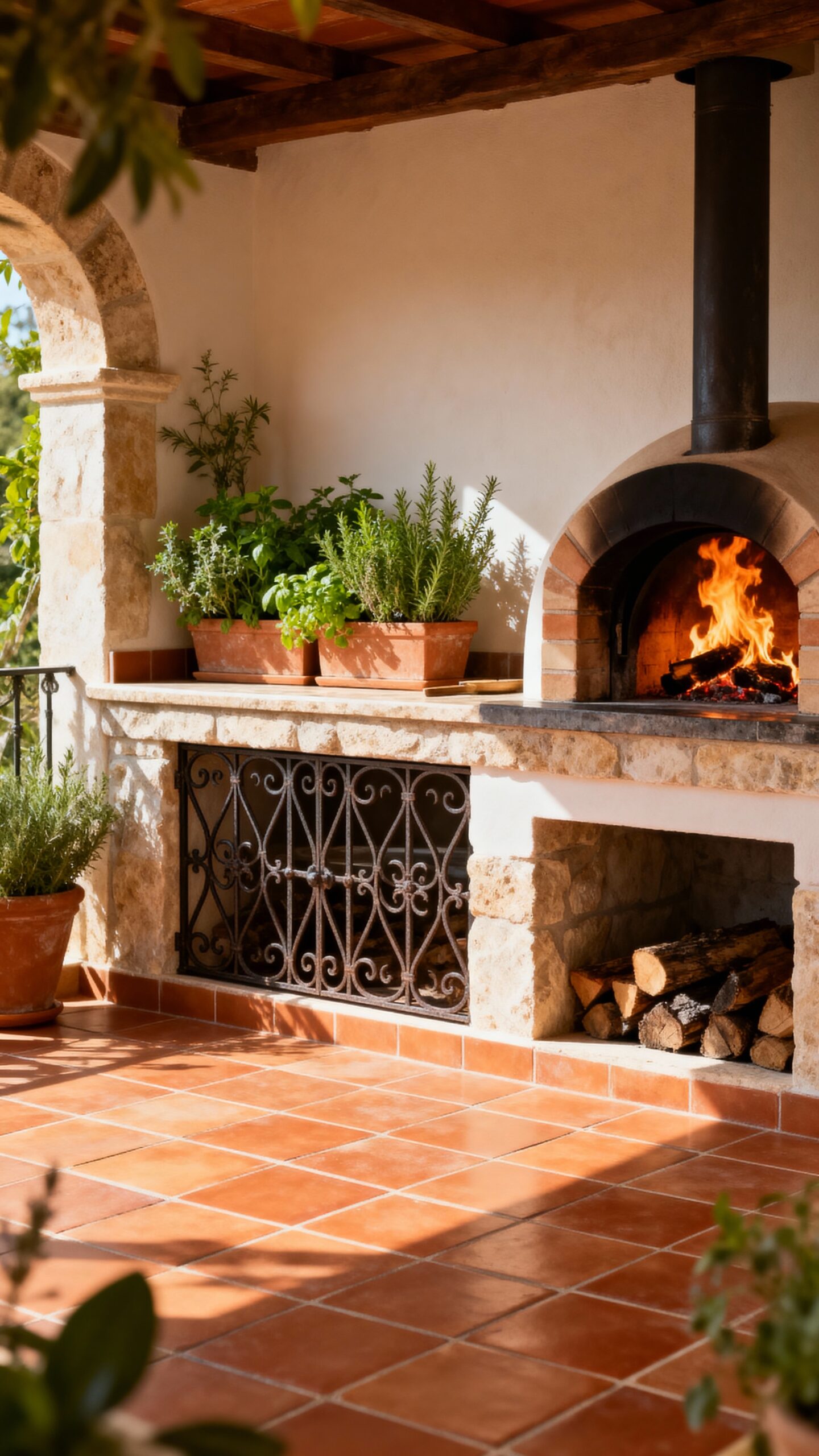 mediterranean inspired outdoor kitchen