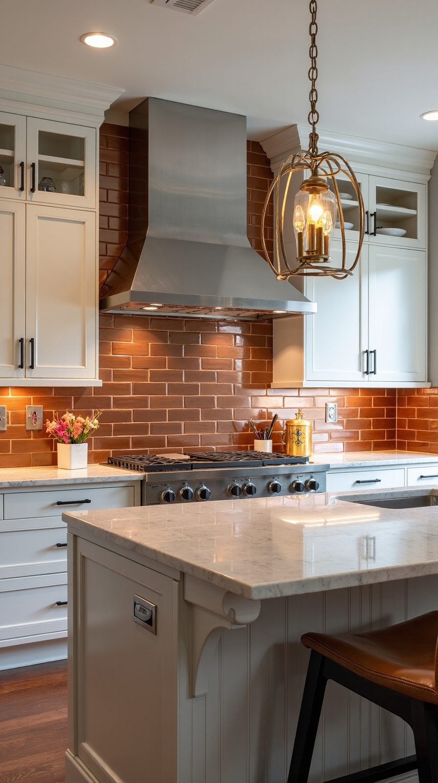 metallic glamour transforms kitchen space