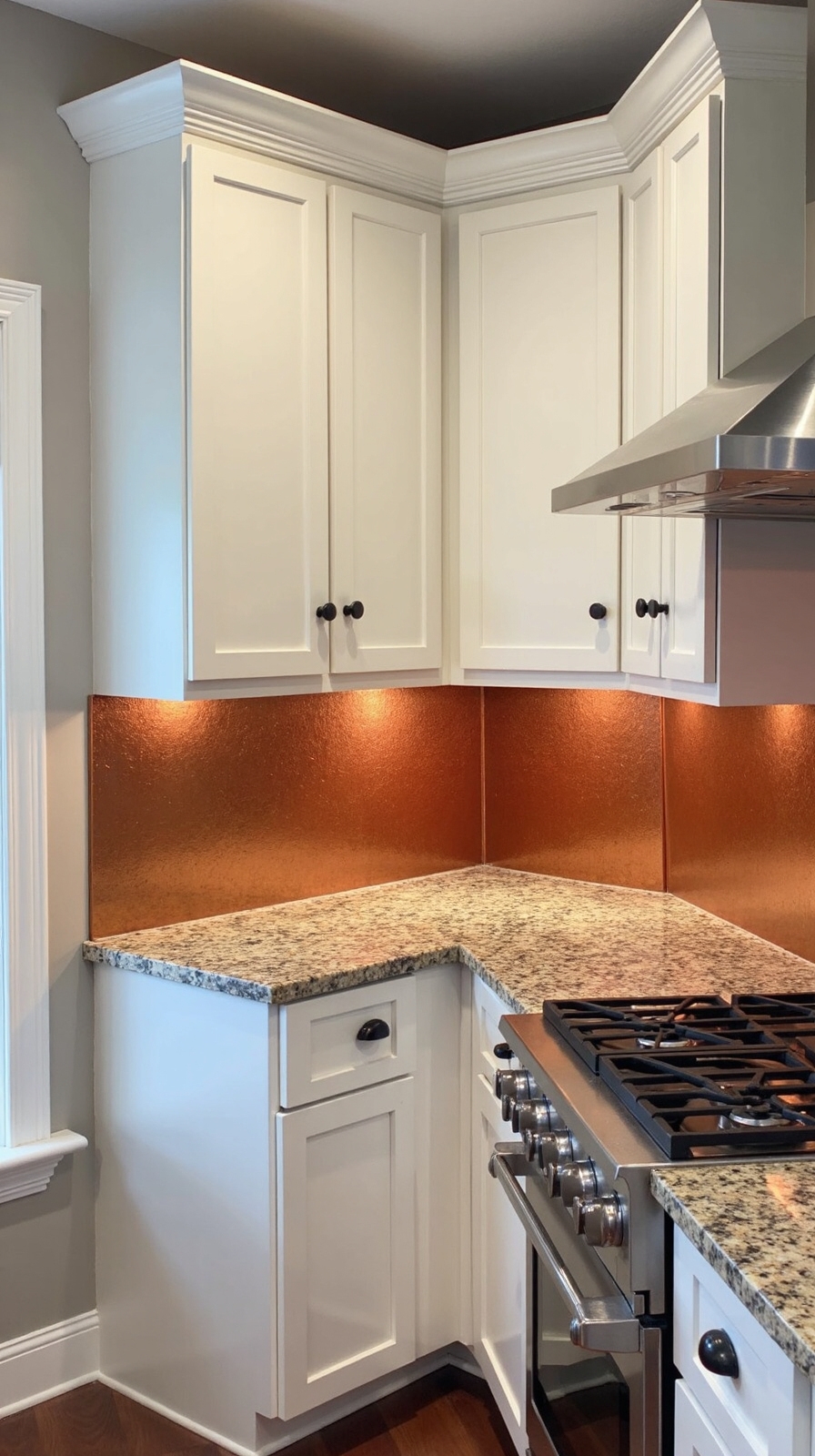 metallic glass backsplash with diy flair