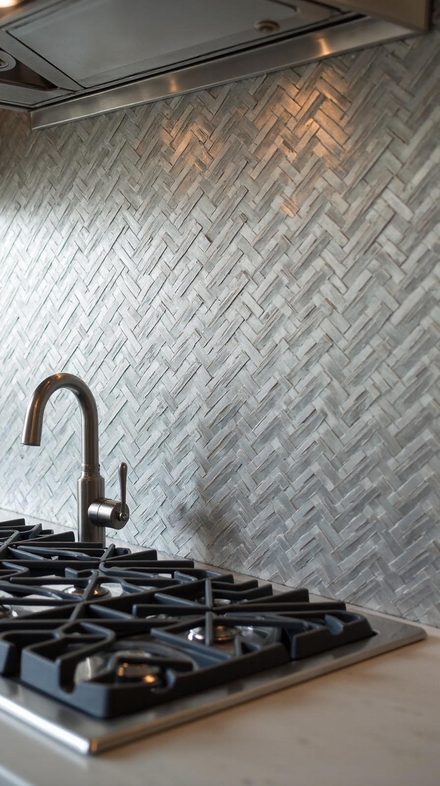 metallic sleek durable efficient kitchen backsplash
