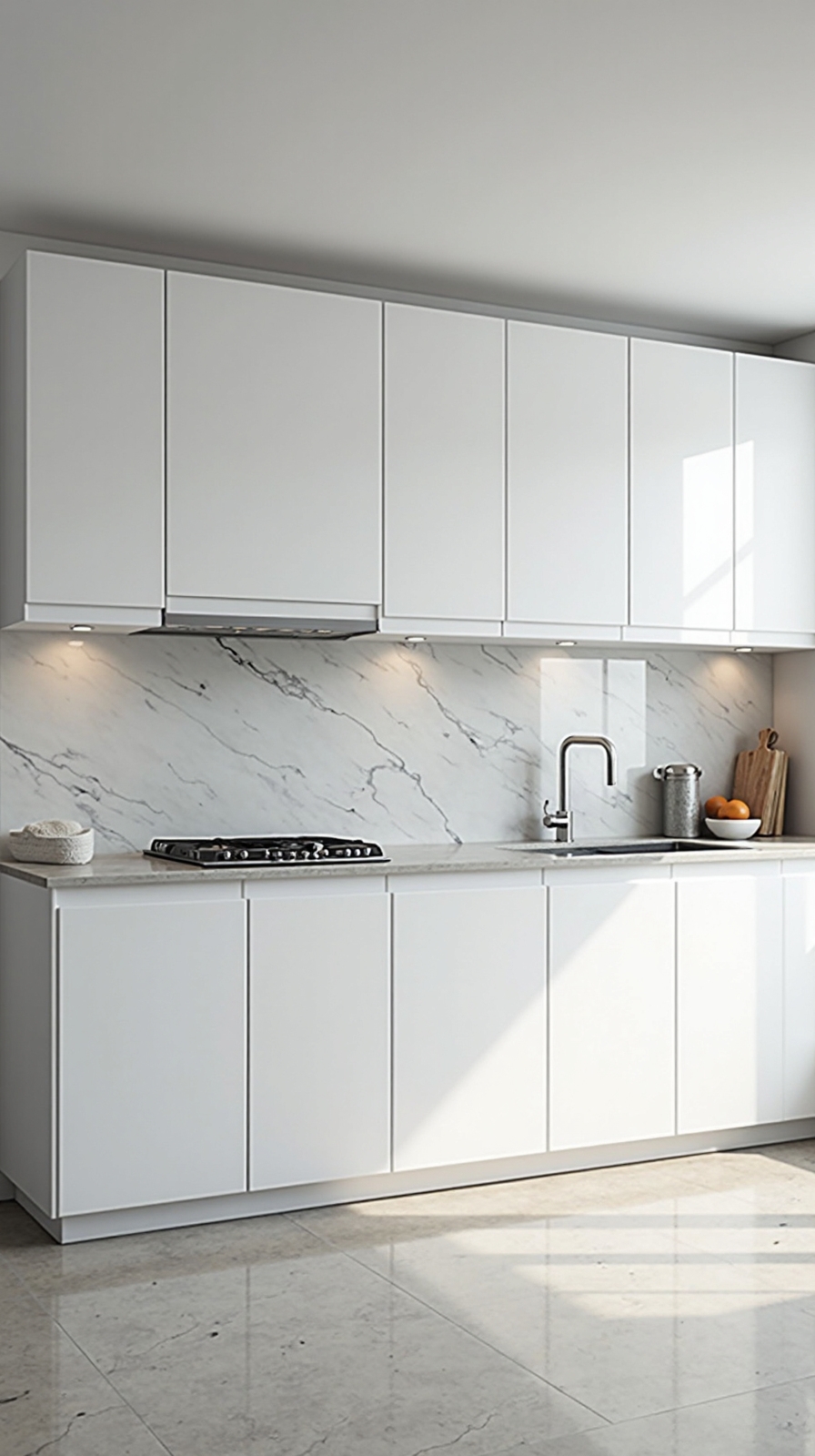 minimalist clean large format neutral tiles