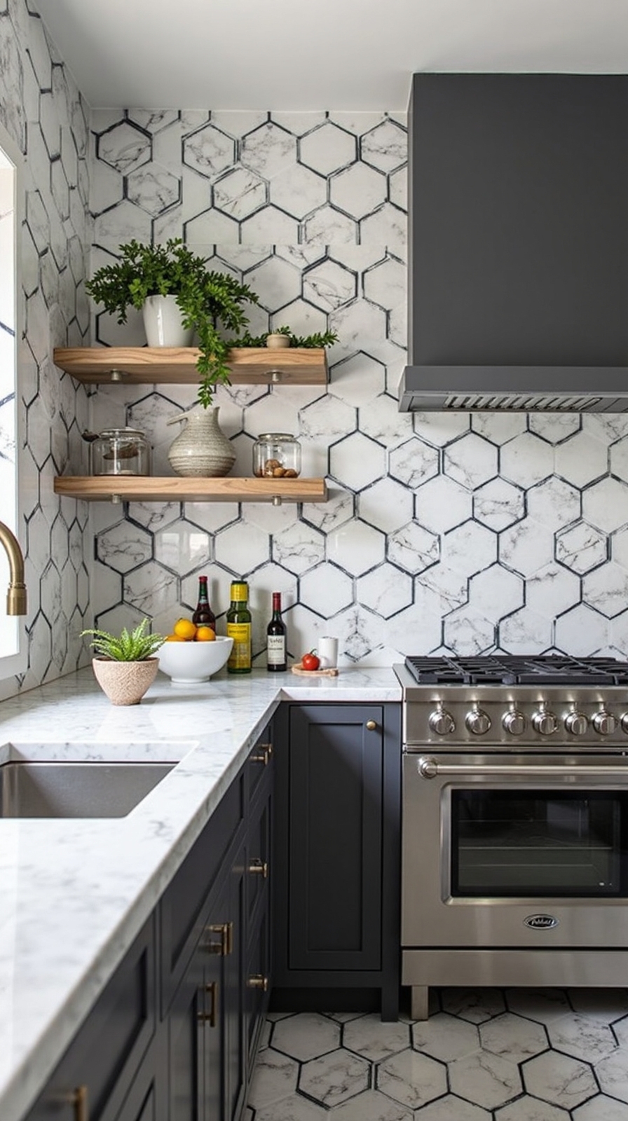 modern geometric kitchen backsplash