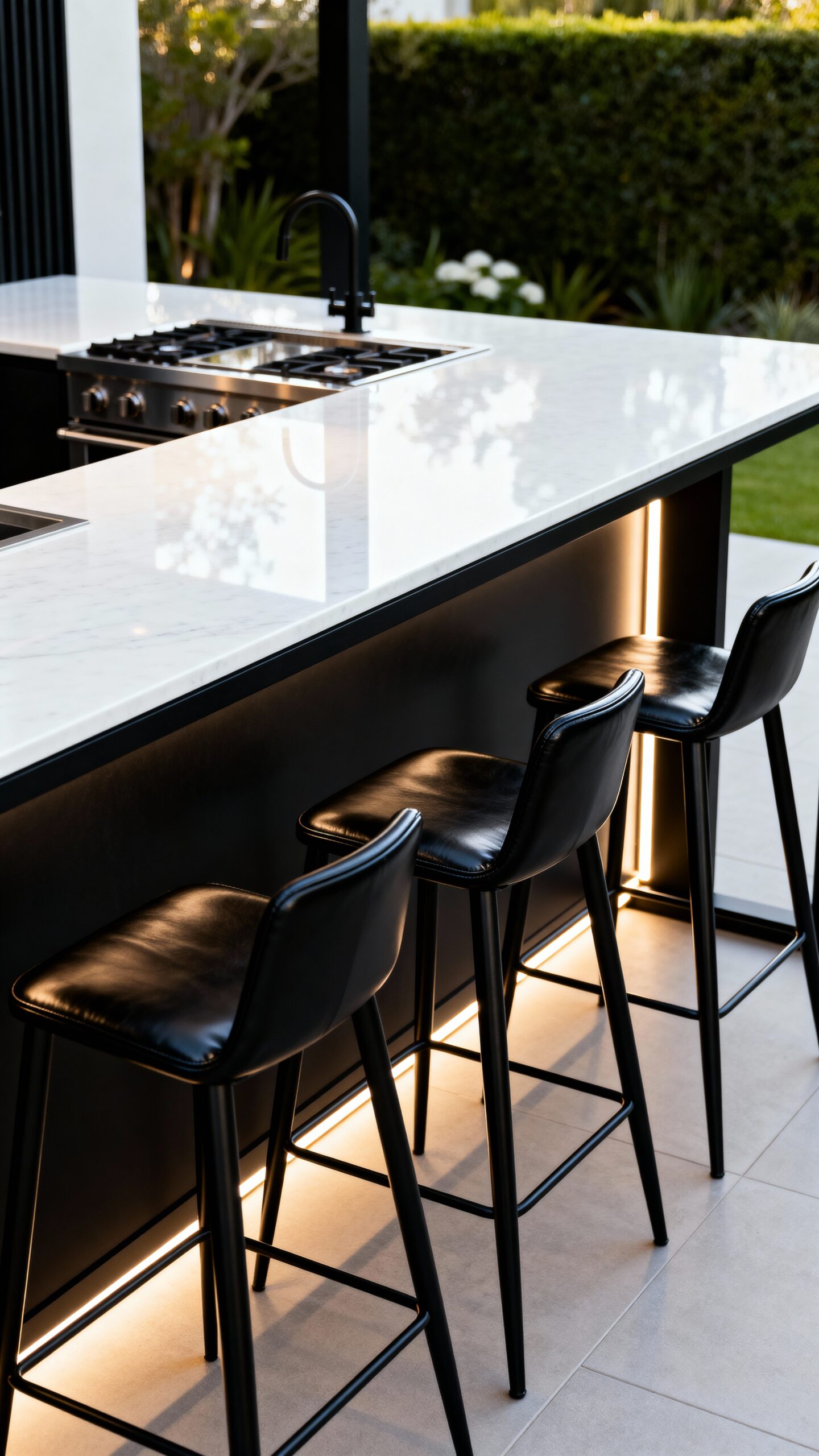 modern minimalist waterfall countertop bar